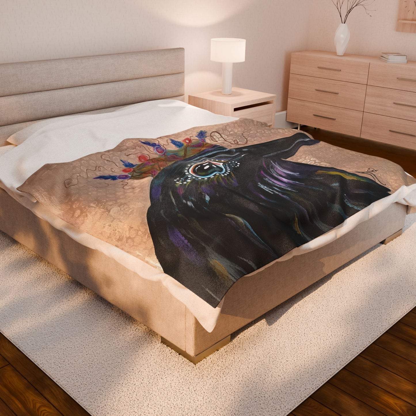 Queen Crow Blanket - Velveteen Plush Blanket - from Mama Mosaic Artworks