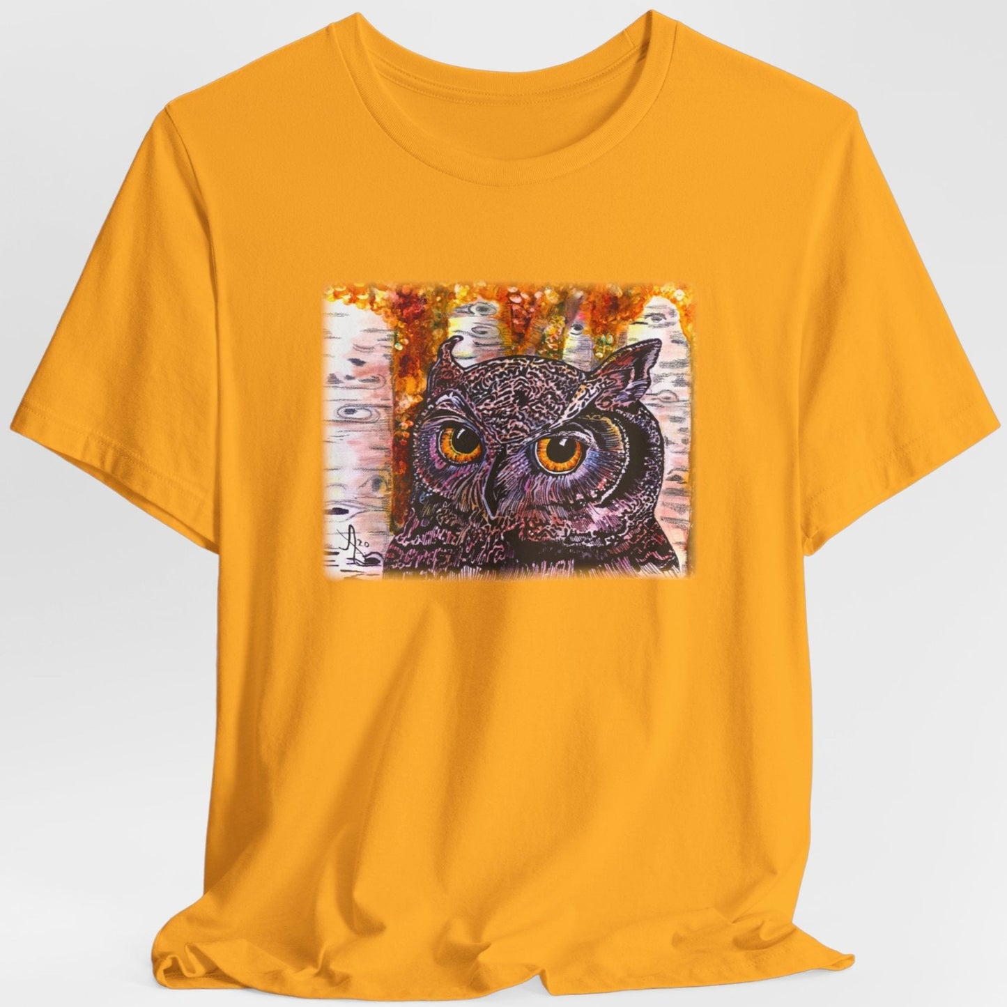 Horned Owl TShirt - Portrait of an Owl from Mama Mosaic Artworks - Unisex Crew