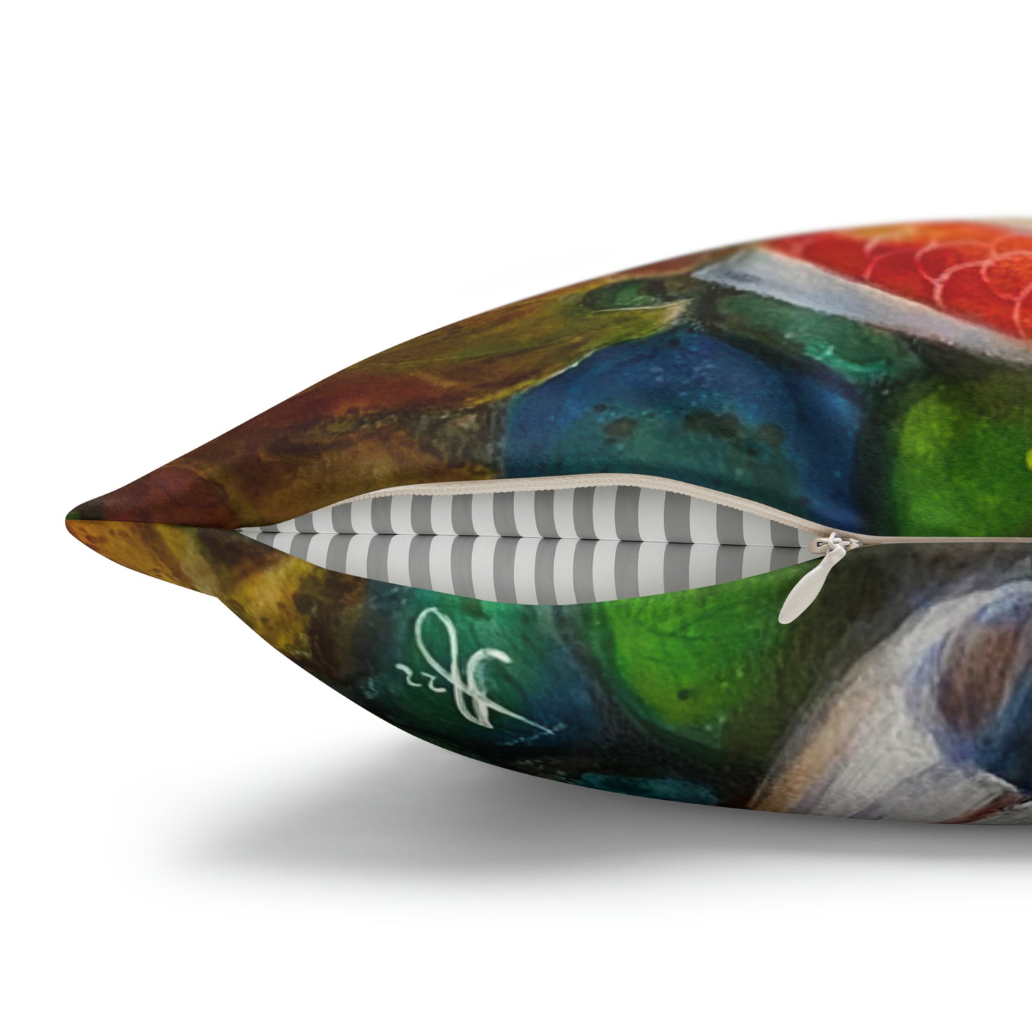 Koi Throw Pillow Cover - Faux Suede - 3 Sizes - Koi Pond from Mama Mosaic Artworks