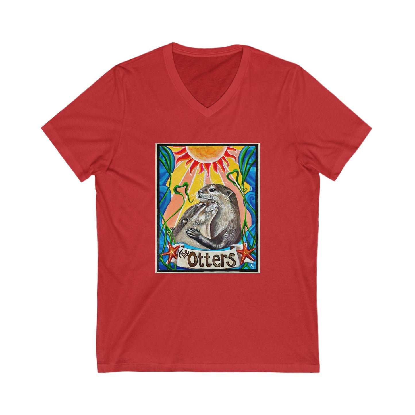 Otter Love V-Neck Tee | Unisex Short Sleeve Shirt, Animal Lover Gift, Nature Tee, Cute Otter Shirt