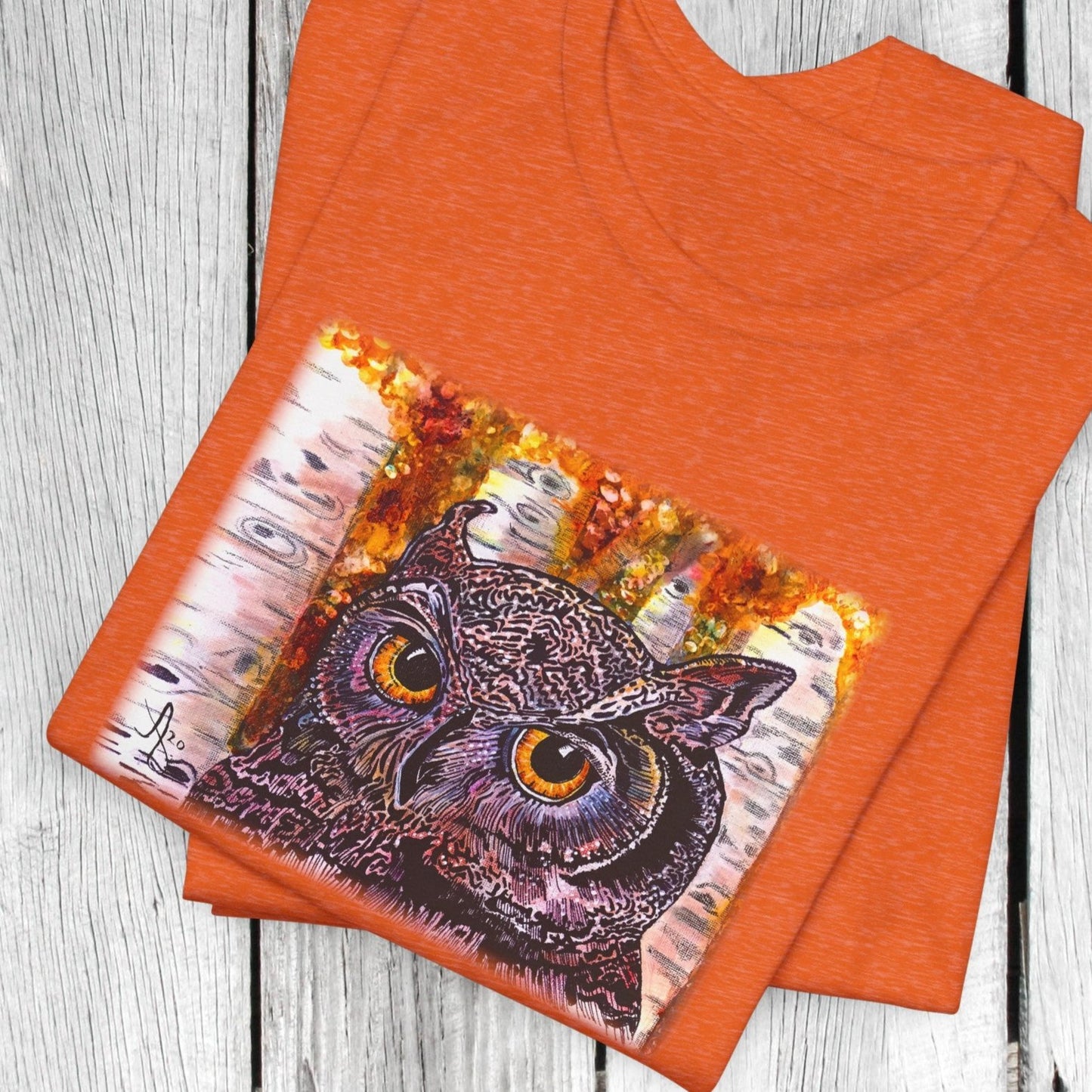 Horned Owl TShirt - Portrait of an Owl from Mama Mosaic Artworks - Unisex Crew