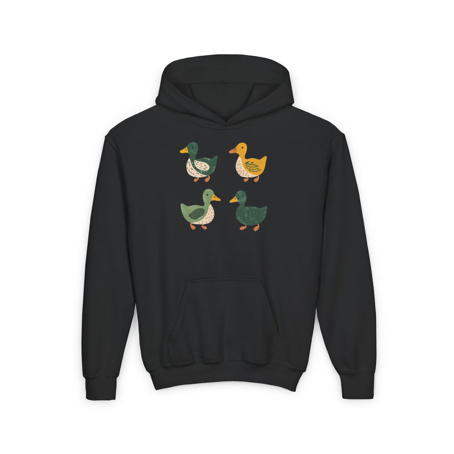 Youth Ducks Hoodie - Folk Art Retro Duck Lover - Eugene Oregon Farmhouse