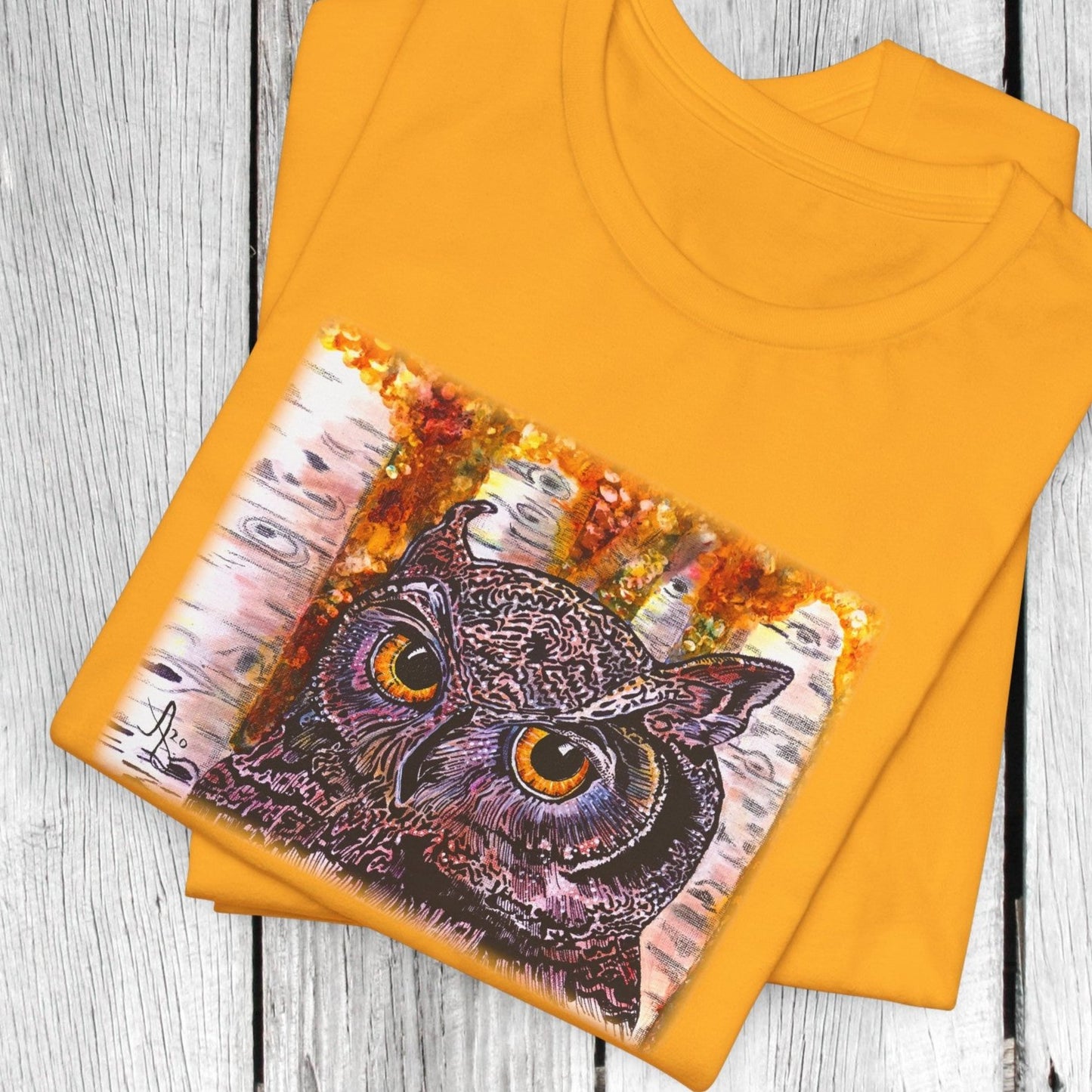 Horned Owl TShirt - Portrait of an Owl from Mama Mosaic Artworks - Unisex Crew