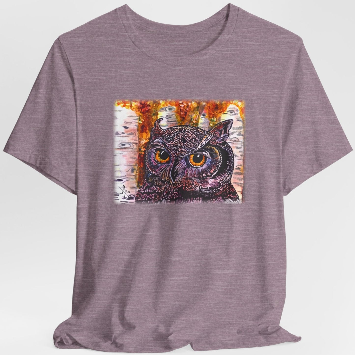 Horned Owl TShirt - Portrait of an Owl from Mama Mosaic Artworks - Unisex Crew