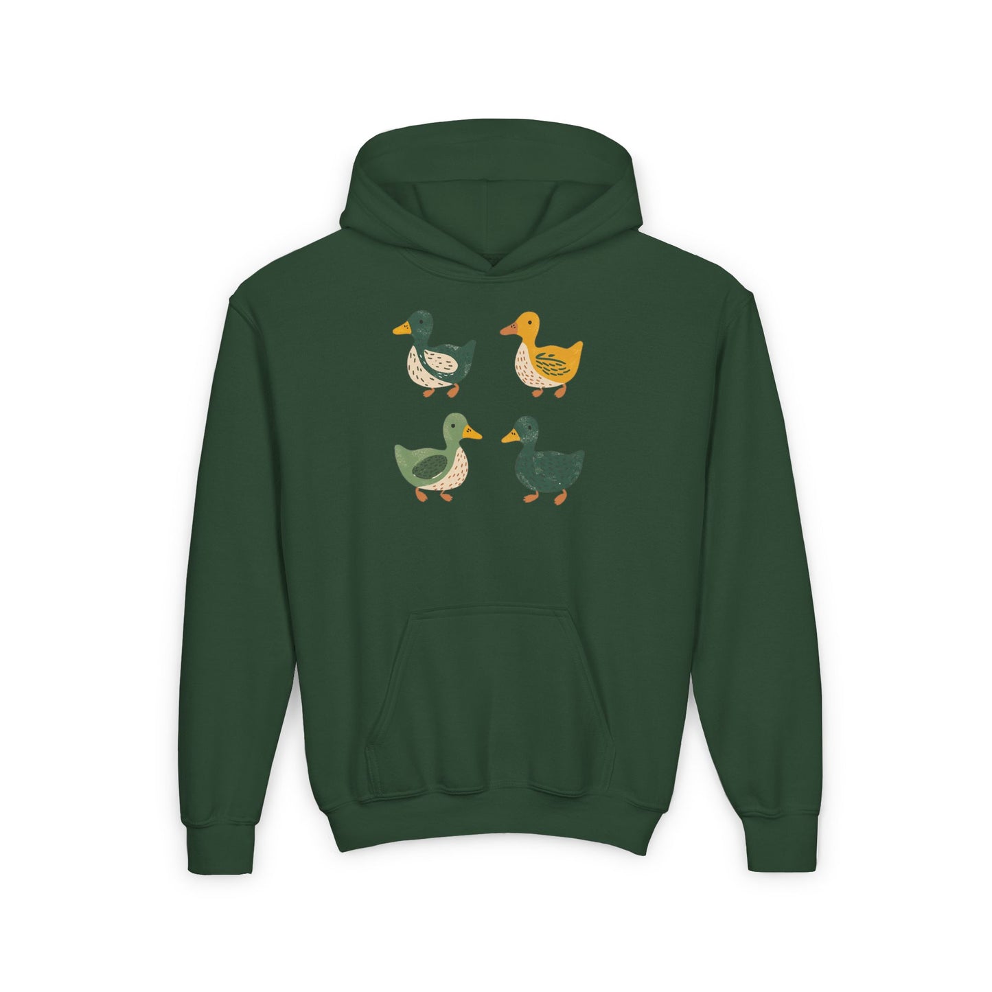 Youth Ducks Hoodie - Folk Art Retro Duck Lover - Eugene Oregon Farmhouse