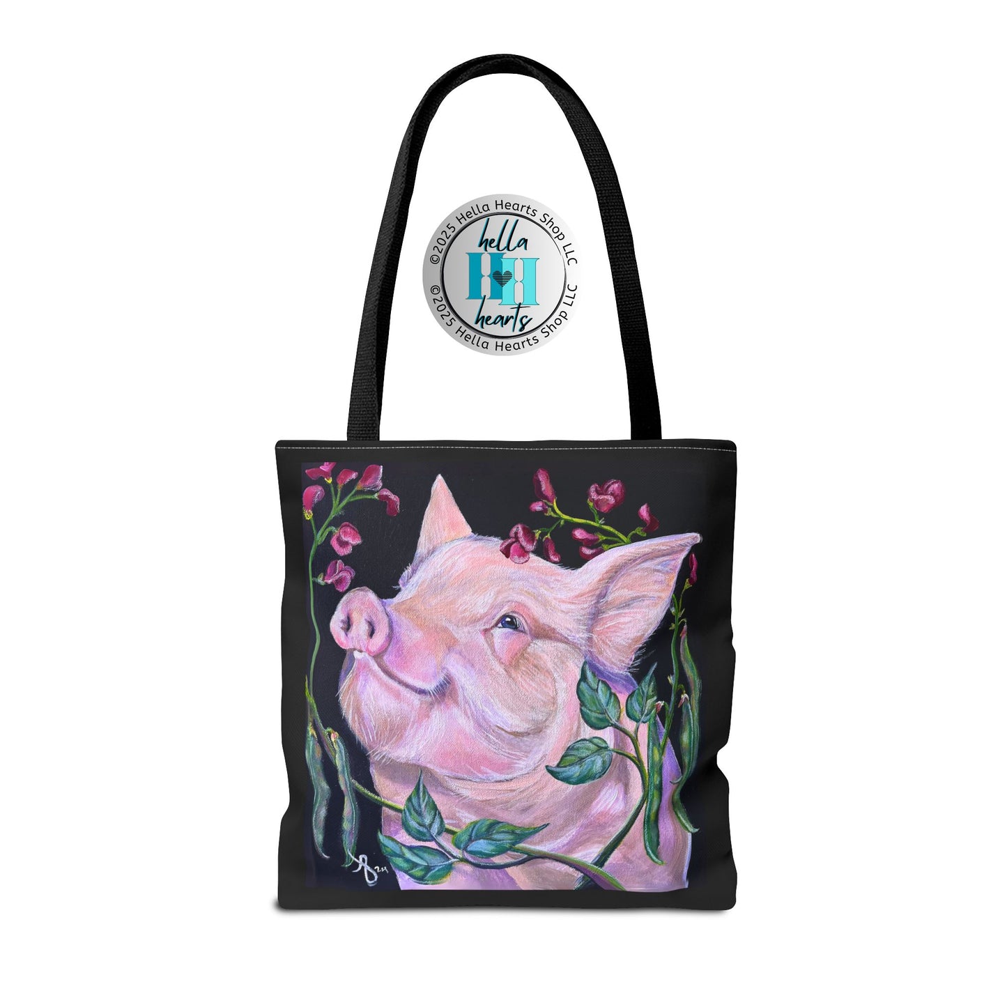 Pig Tote Bag - Original Art, Pork in Beans Tote Bag From Mama Mosaic Artworks - 3 Sizes