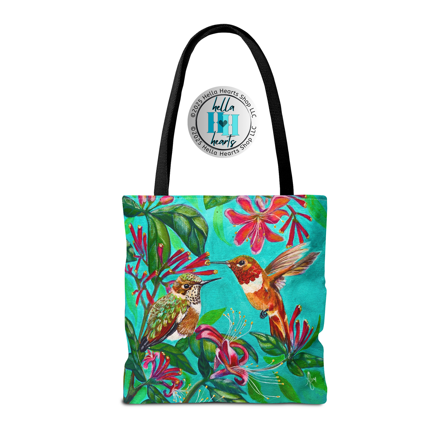 Hummingbird Tote Bag - Original Art, Rufous Hummingbirds from Mama Mosaic Artworks