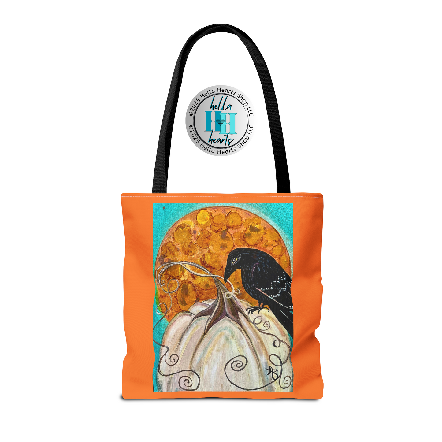Raven Tote Bag - Original Art, Raven and White Pumpkin from Mama Mosaic Artworks - 3 Sizes