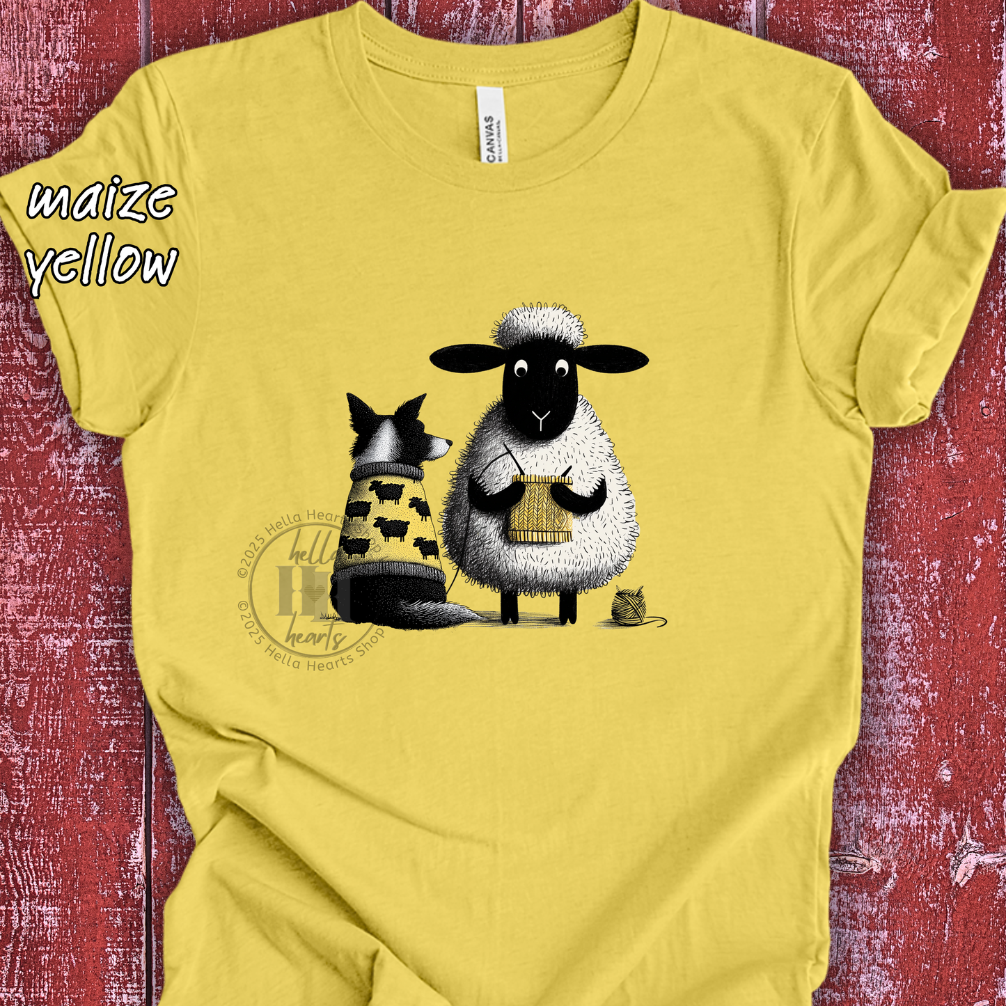 Border Collie and Sheep Friends Shirt: Sheep Knitting Hobby, Unisex Crew Tee