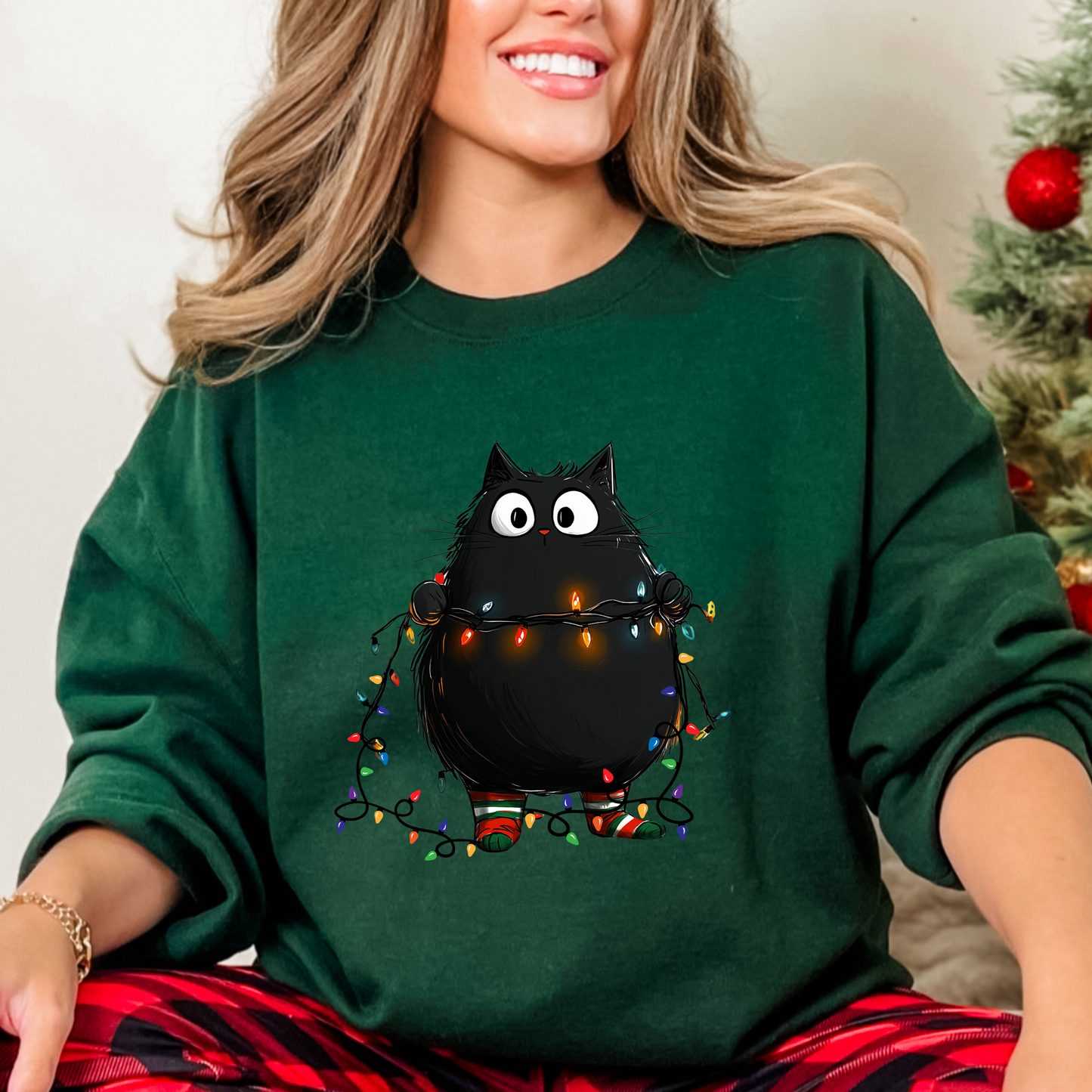 Christmas Cat Sweatshirt Unisex Crew