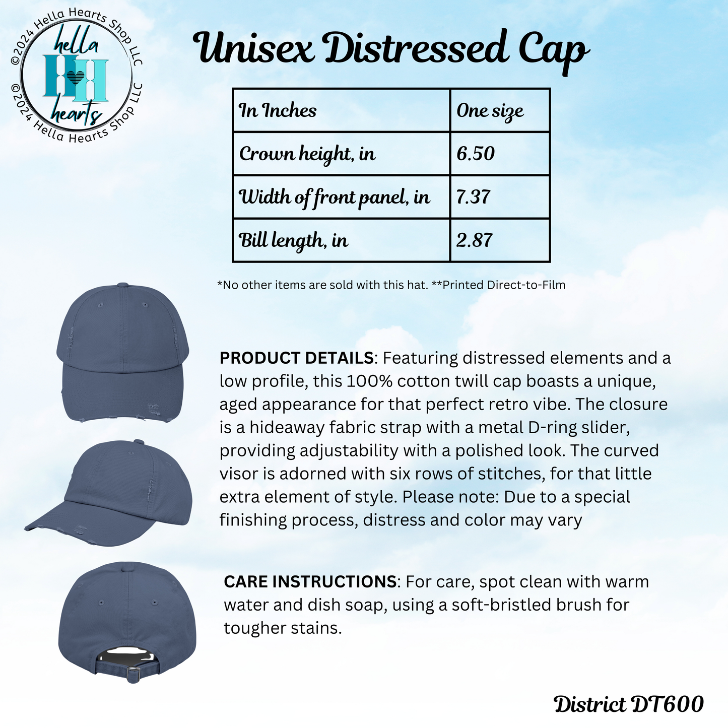 Butterfly Distressed Hat - Adjustable - Portrait of a Butterfly from Mama Mosaic Artworks