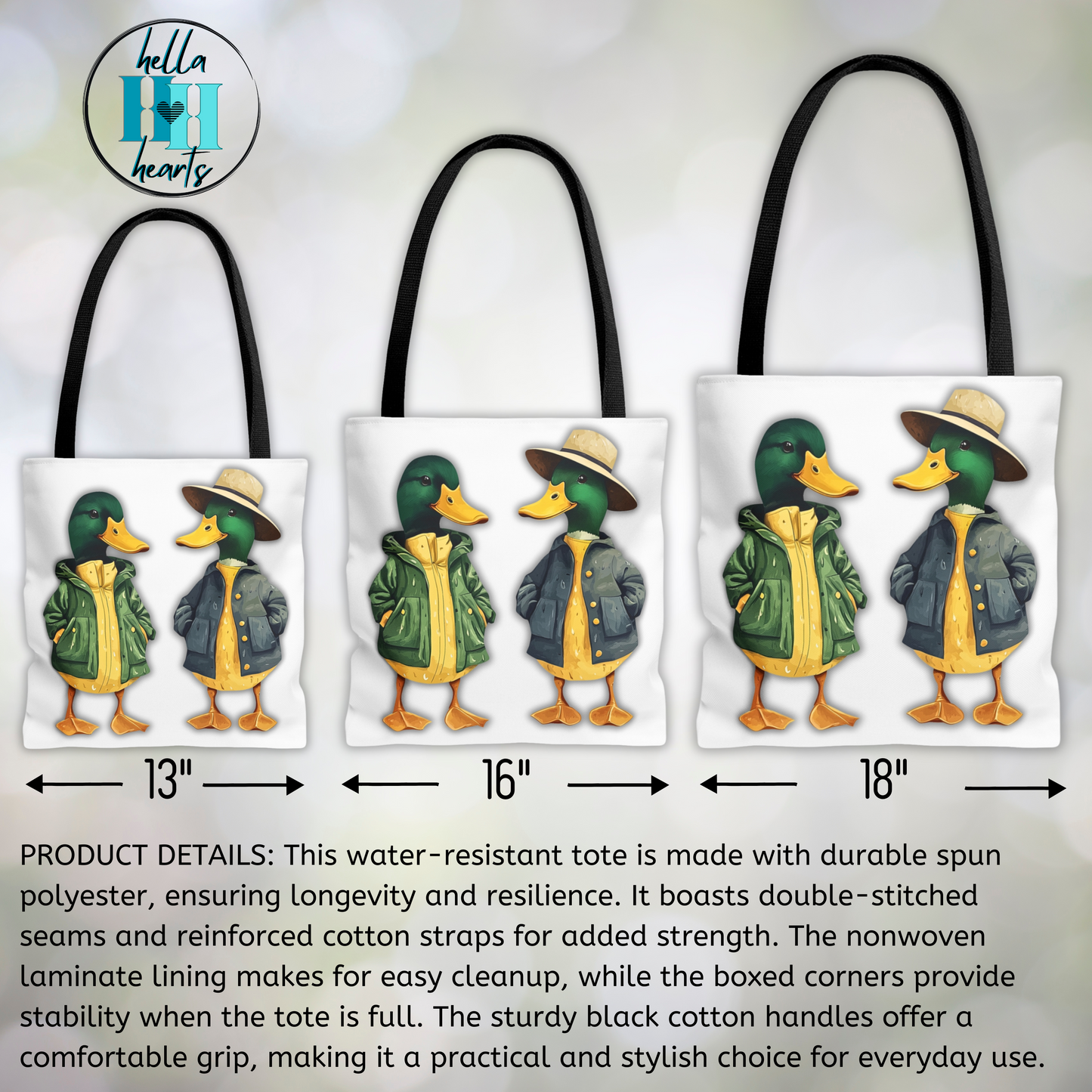 Ducks Tote Bag - Mallards in Rain Slickers - Eugene Oregon Bag - 3 Sizes