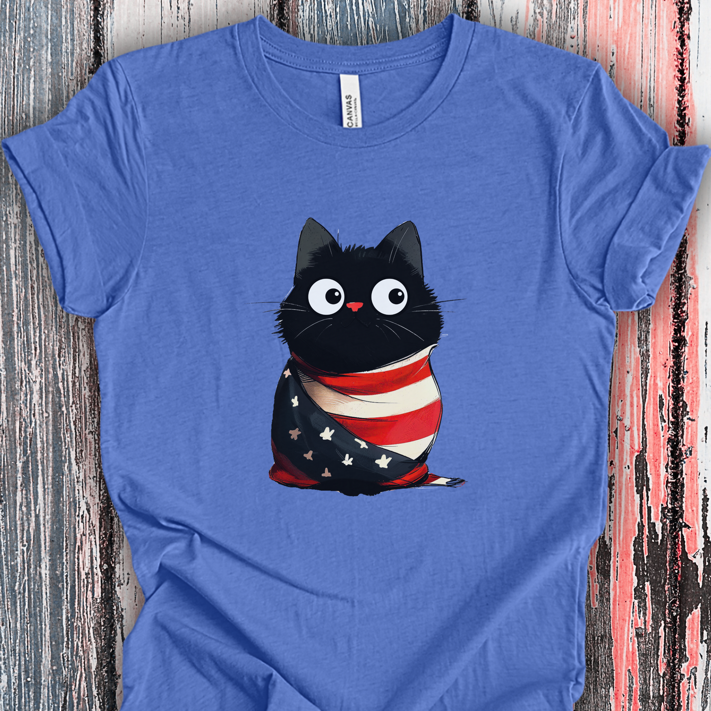 USA Kitty in Flag July 4th Unisex TShirt