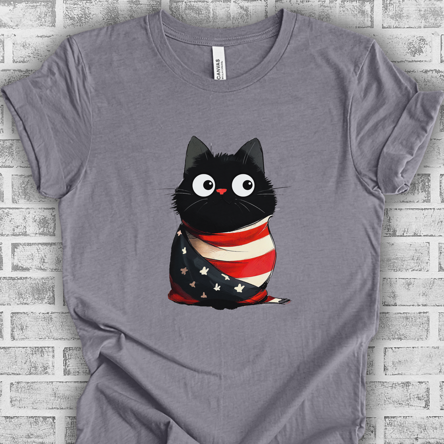 USA Kitty in Flag July 4th Unisex TShirt
