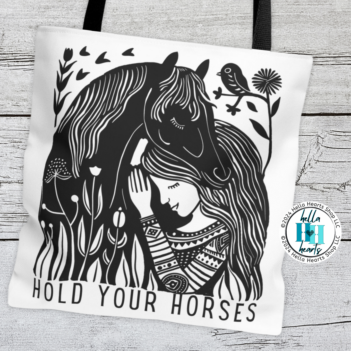 Horses Tote Bag - Hold Your Horses Book Bag - Water Resistant Tote - 3 Sizes