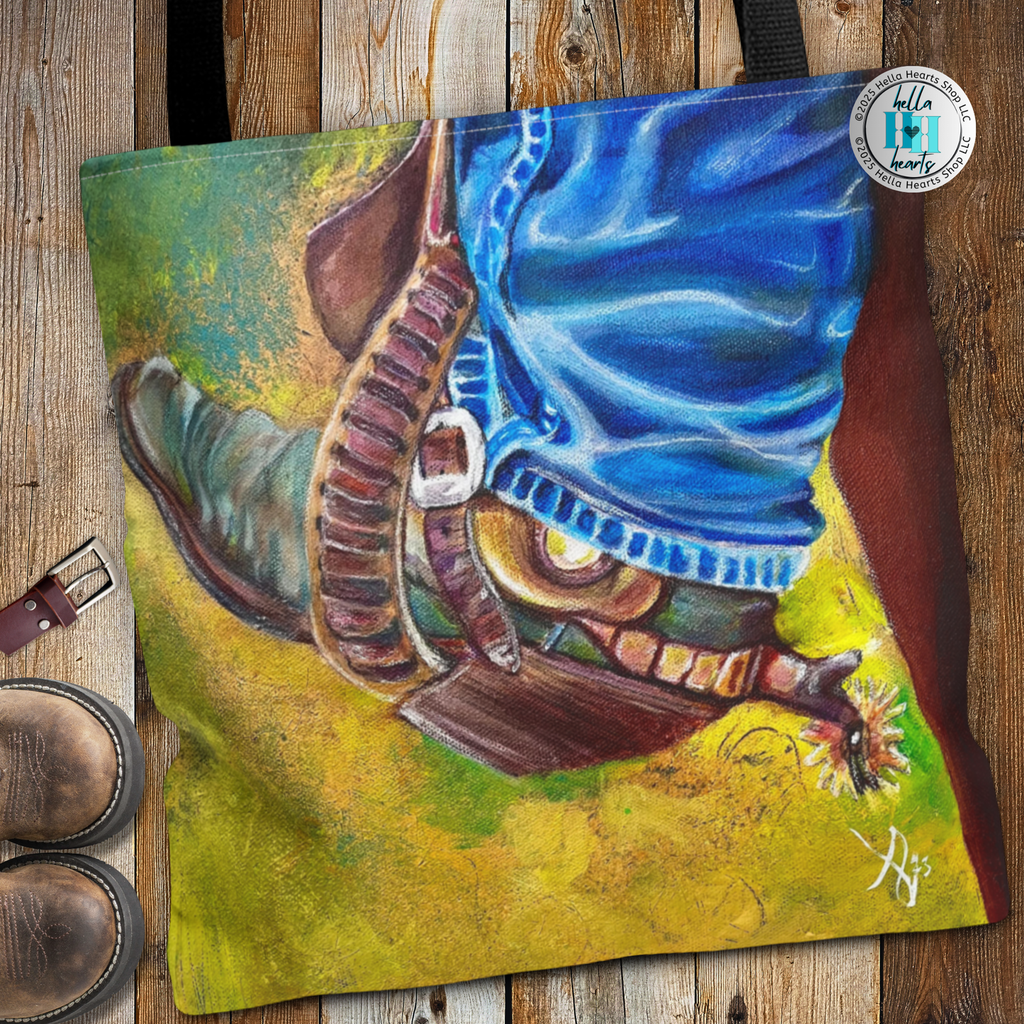 Cowboy Boot Tote Bag - Original Art, Old Boot from Mama Mosaic Artworks - 3 Sizes
