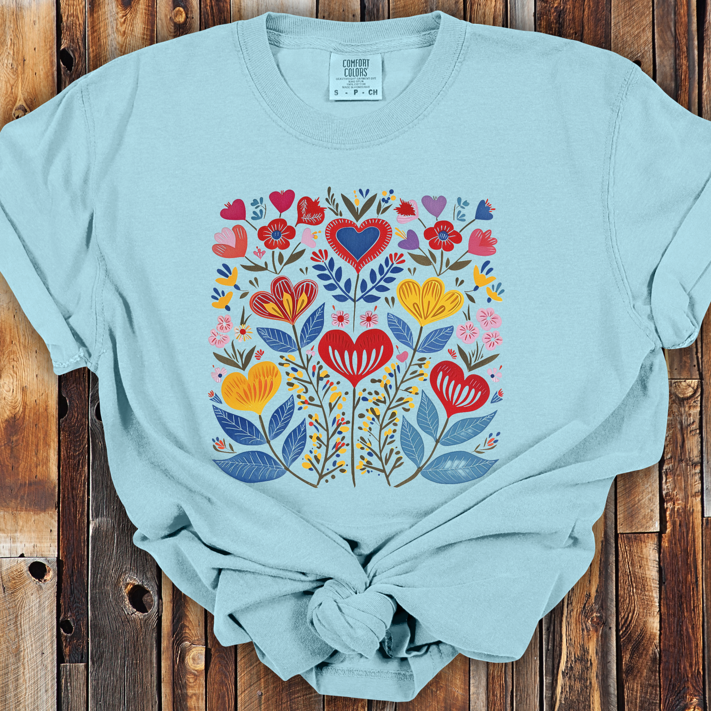 Heart Flowers Shirt - Cottagecore Comfort Colors Unisex Crew