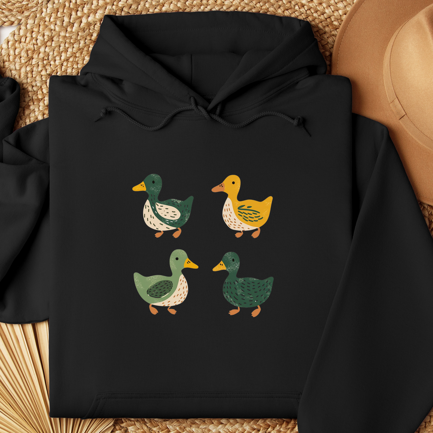 Ducks Hoodie - Eugene Oregon Folk Art Retro Duck Lover