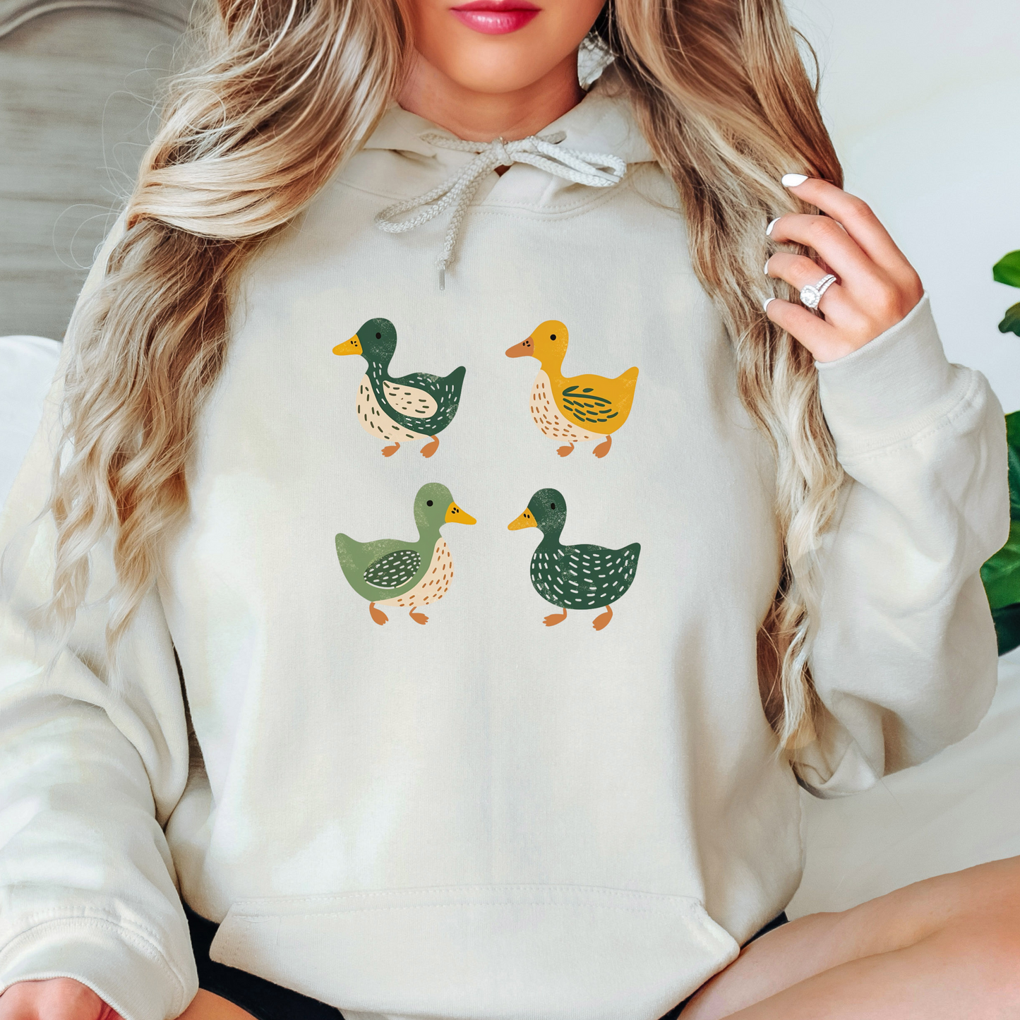 Ducks Hoodie - Eugene Oregon Folk Art Retro Duck Lover