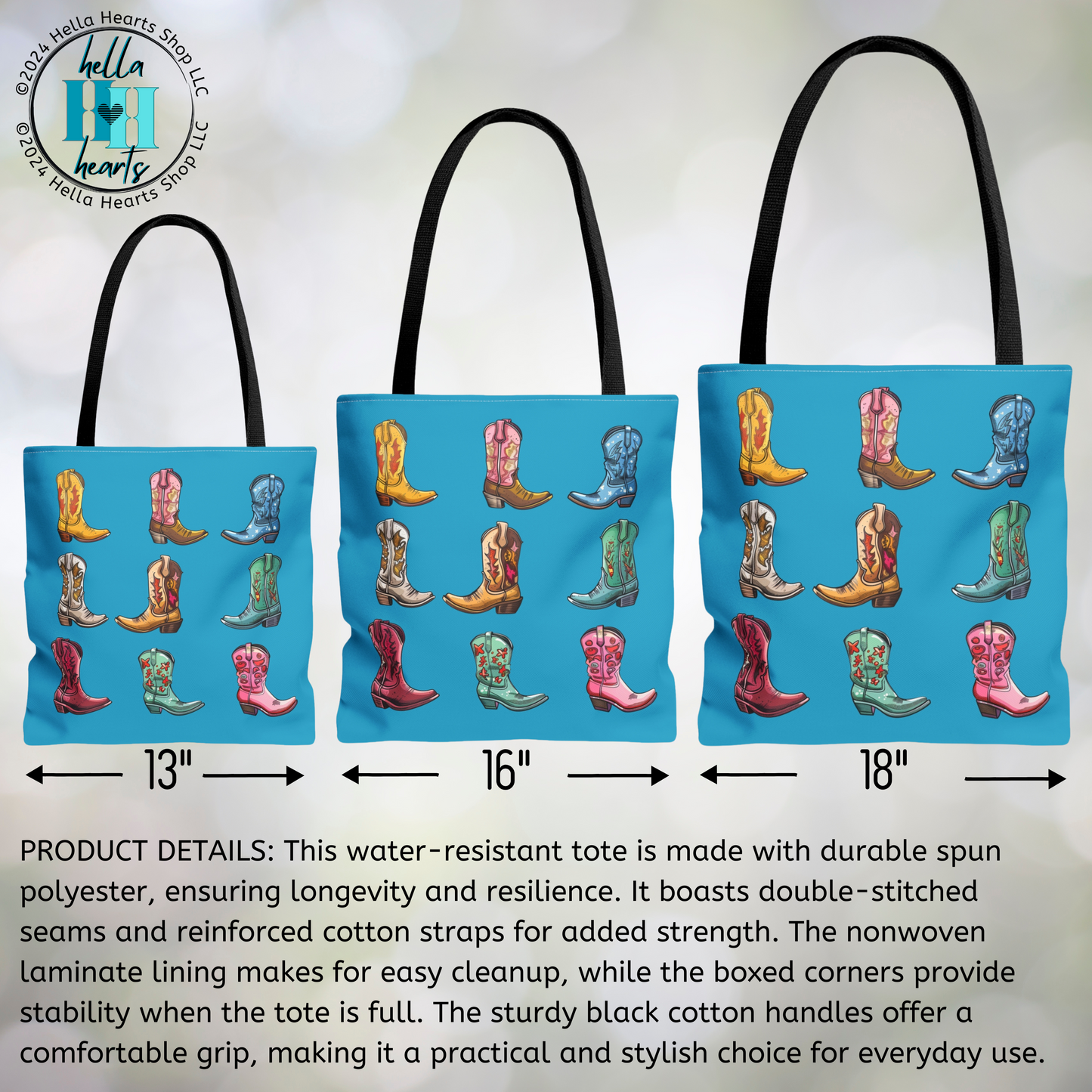 Buncha Cowgirl Boots Tote Bag - 3 Sizes