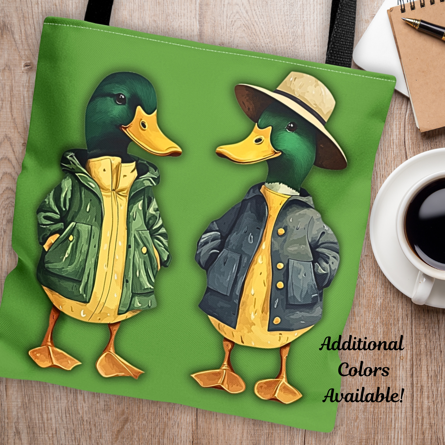 Ducks Tote Bag - Mallards in Rain Slickers - Eugene Oregon Bag - 3 Sizes