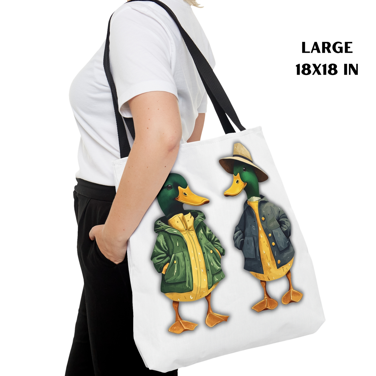 Ducks Tote Bag - Mallards in Rain Slickers - Eugene Oregon Bag - 3 Sizes