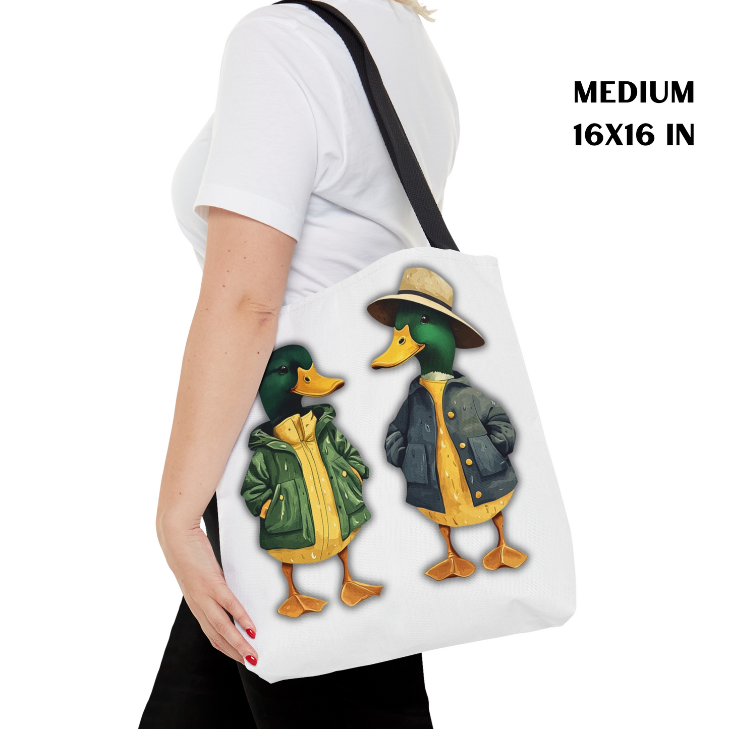 Ducks Tote Bag - Mallards in Rain Slickers - Eugene Oregon Bag - 3 Sizes