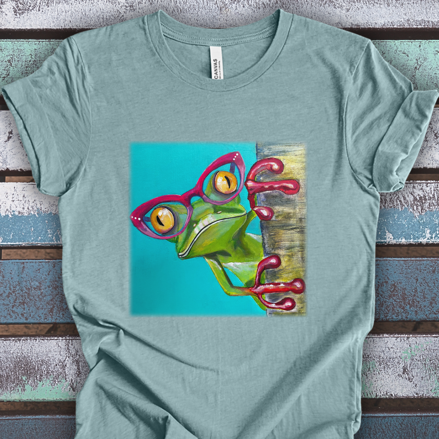 Frog Unisex TShirt - Read More Optical Frog from Mama Mosaic Artworks