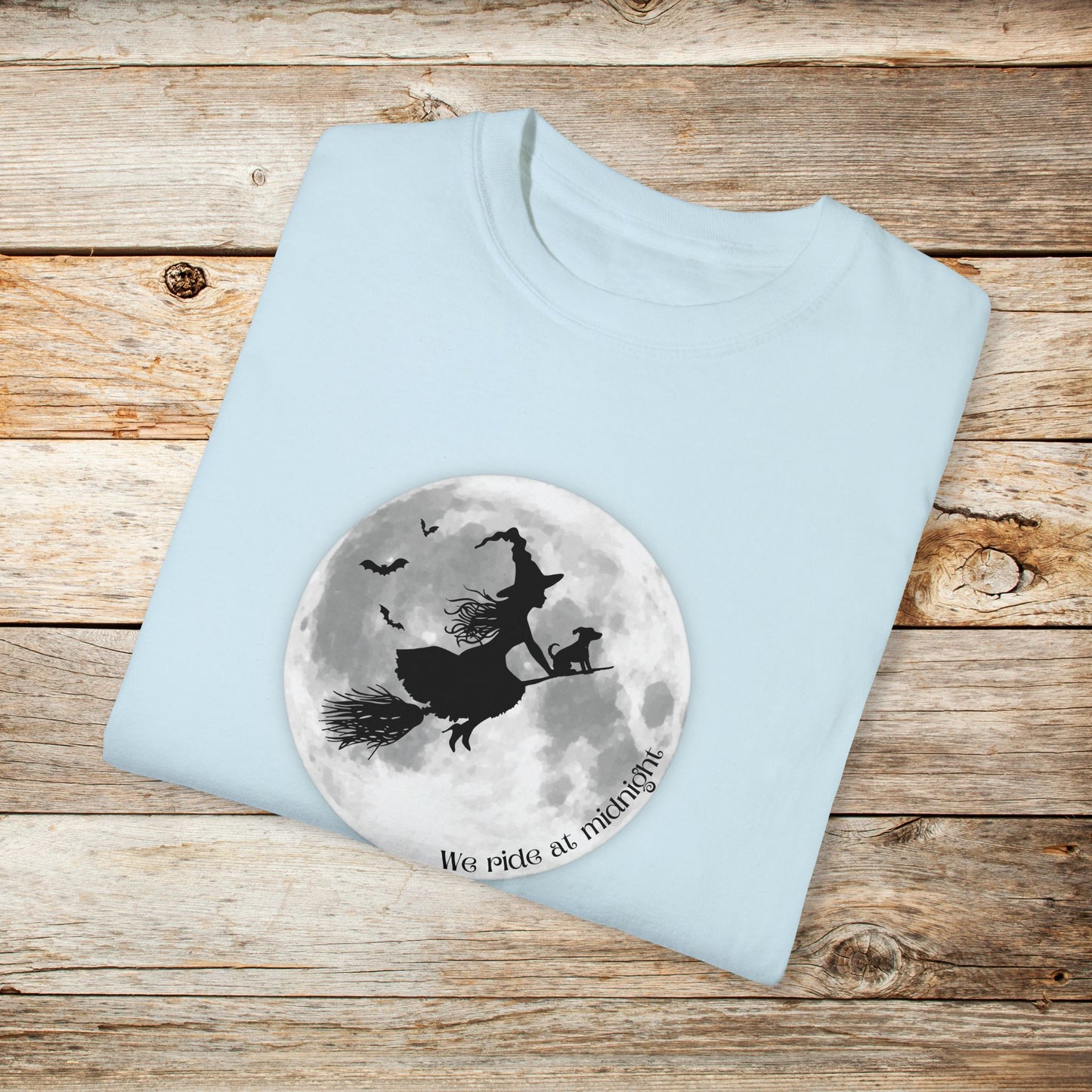 Witch and Her Dog Ride at Midnight TShirt - Comfort Colors Unisex Crew