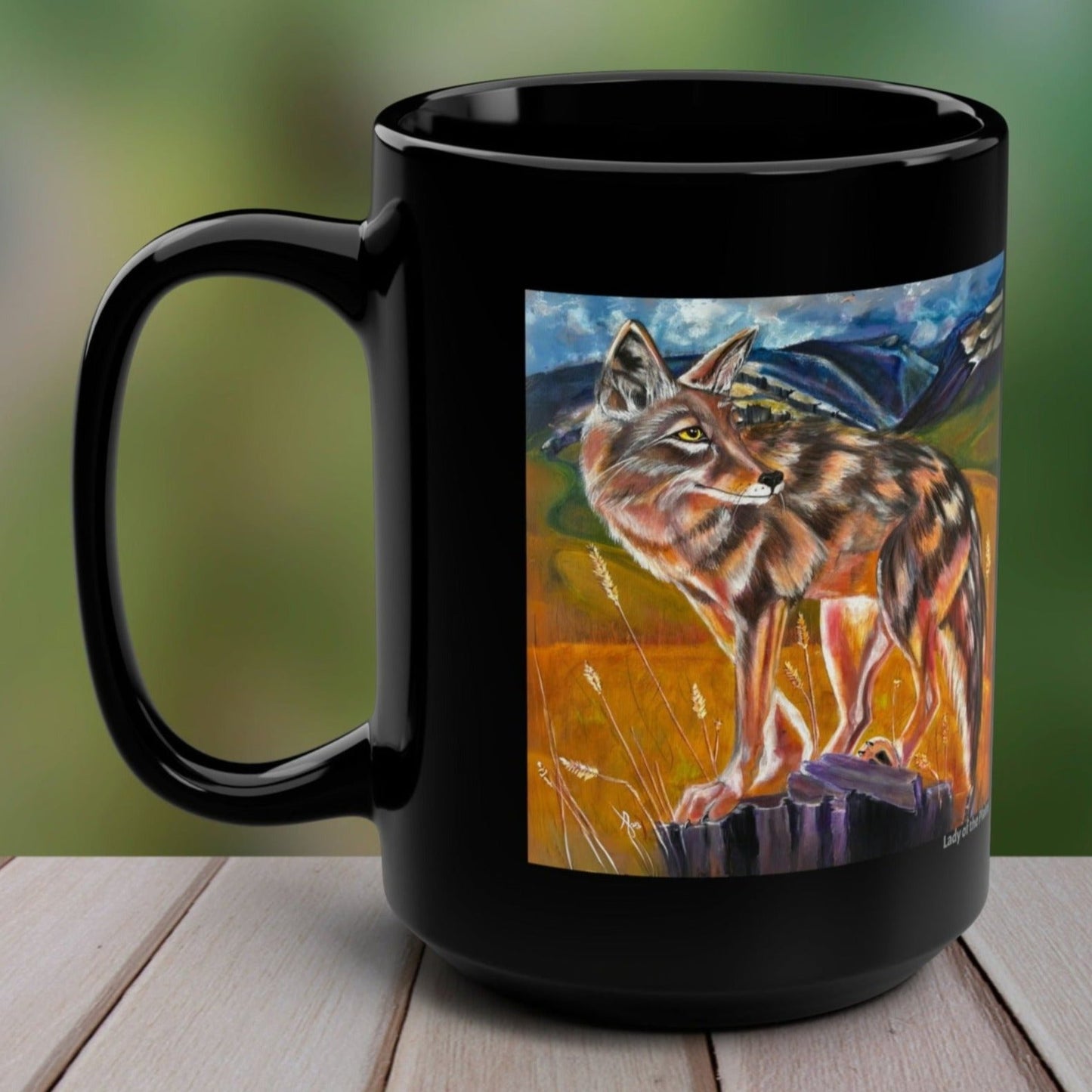 Plains Coyote Mug - 15oz Glossy Ceramic - Lady of the Plains from Mama Mosaic Artworks