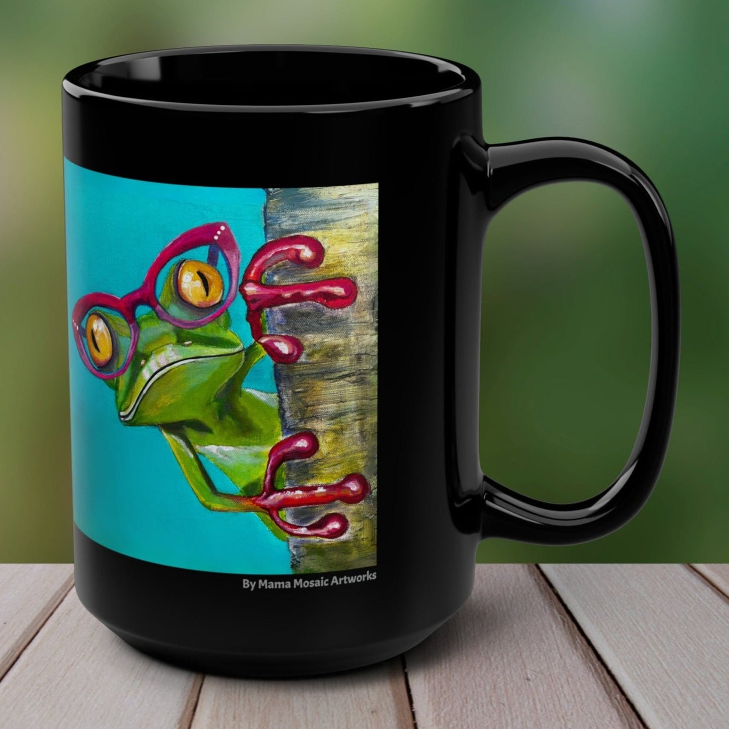 Frog Mug - 15oz Glossy Ceramic - Read More Optical Frog from Mama Mosaic Artworks