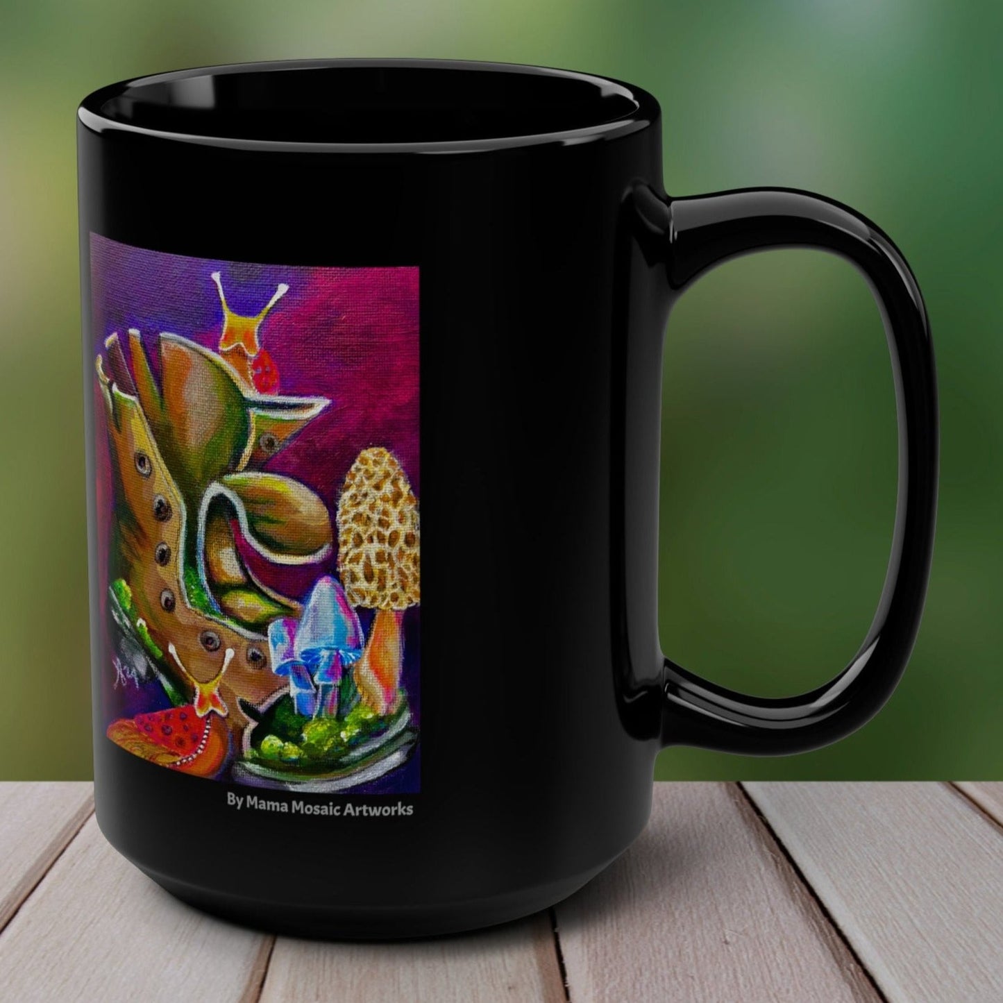 Psychedelic Shrooms Mug - 15oz Glossy Ceramic - Psilly Pslugs from Mama Mosaic Artworks