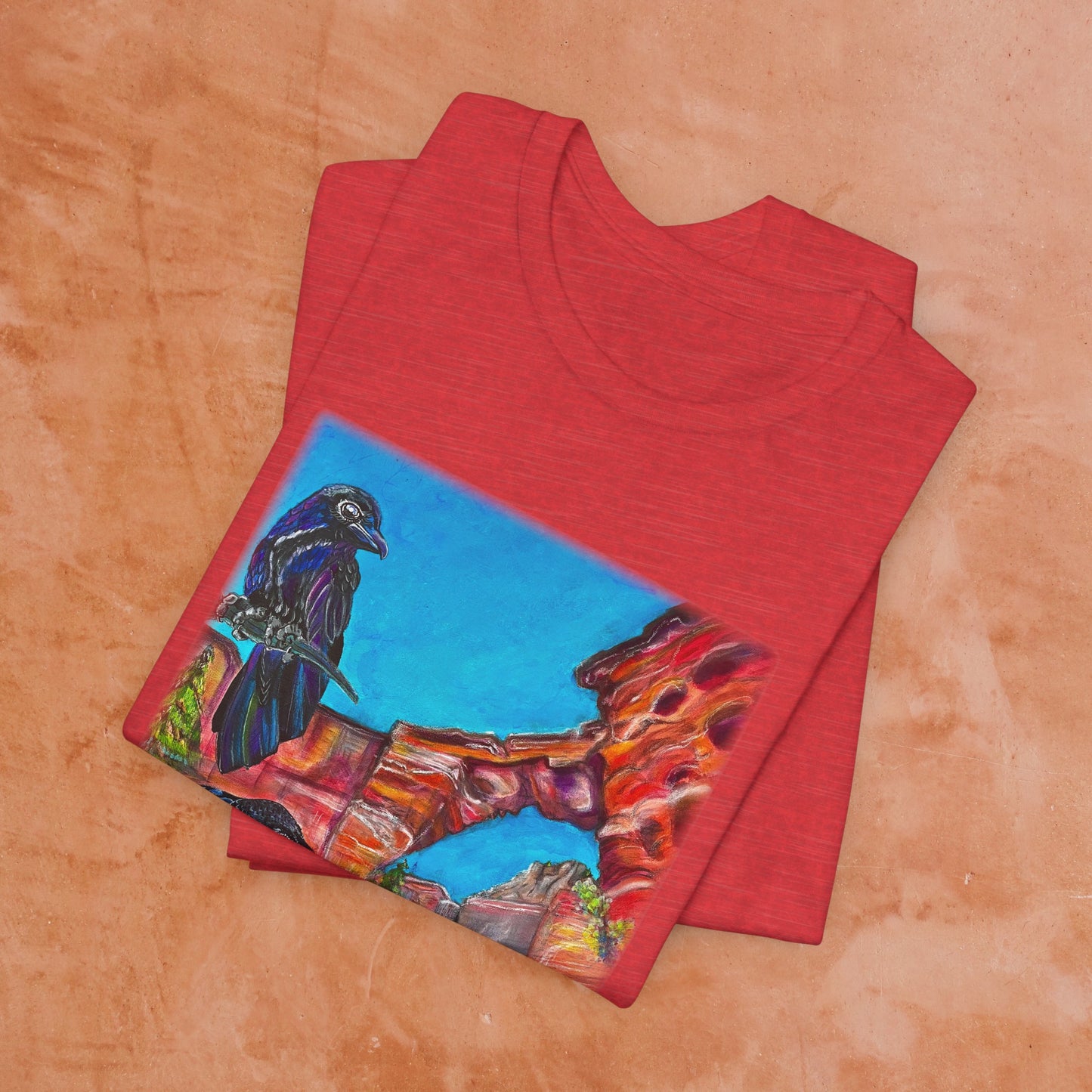 Sedona Devil's Bridge Unisex TShirt - Three Crows at Devil's Bridge from Mama Mosaic Artworks