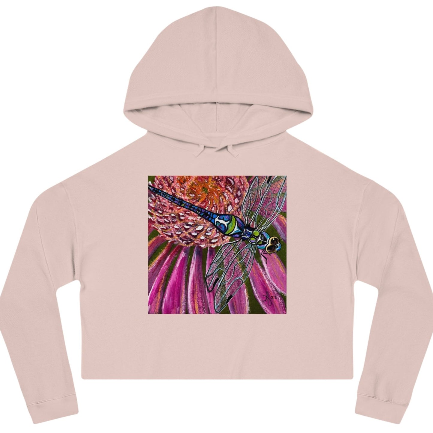 Dragonfly Cropped Hooded Sweatshirt - Garden Jewel from Mama Mosaic Artworks