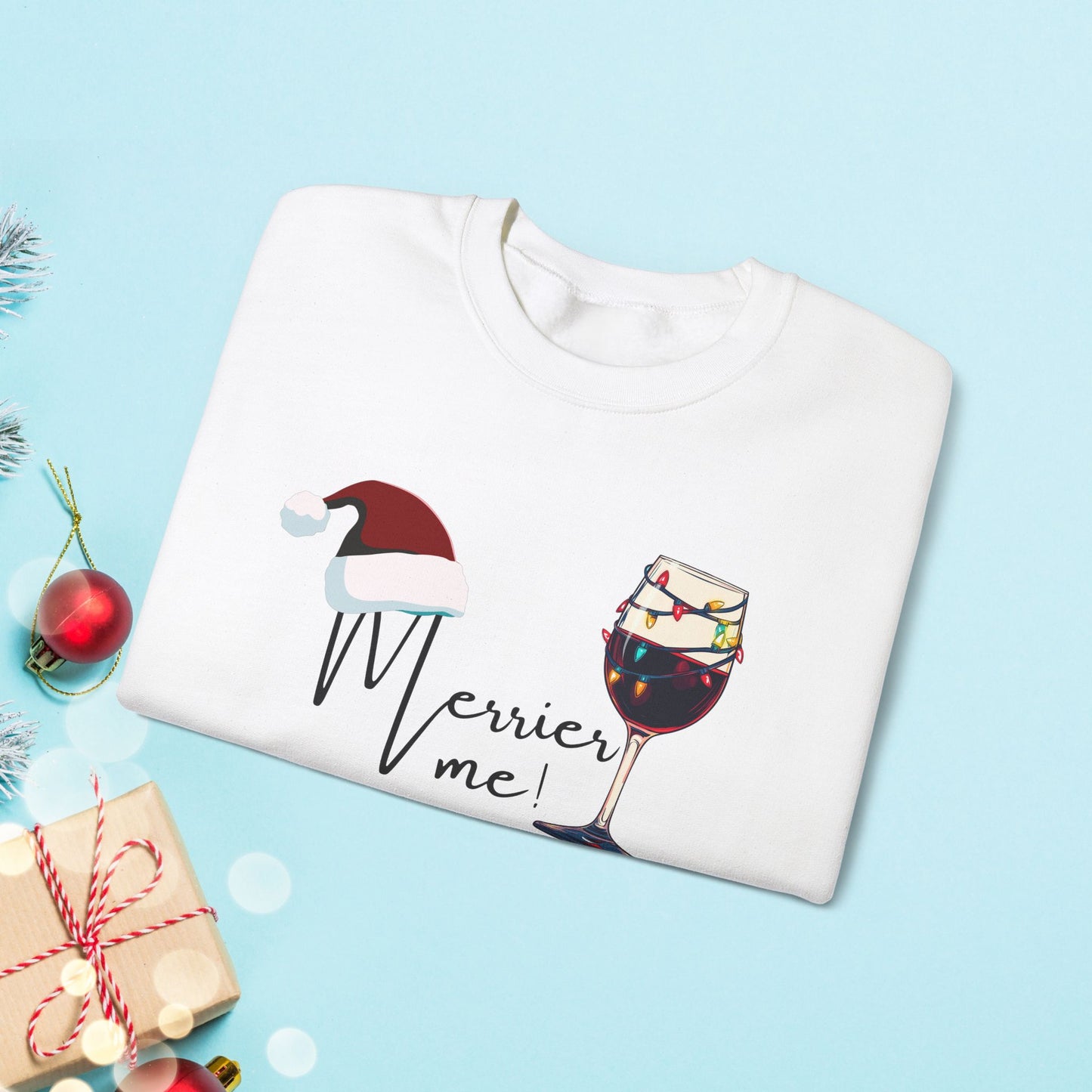 Christmas Wine Sweatshirt - Merry Me - Unisex Crew