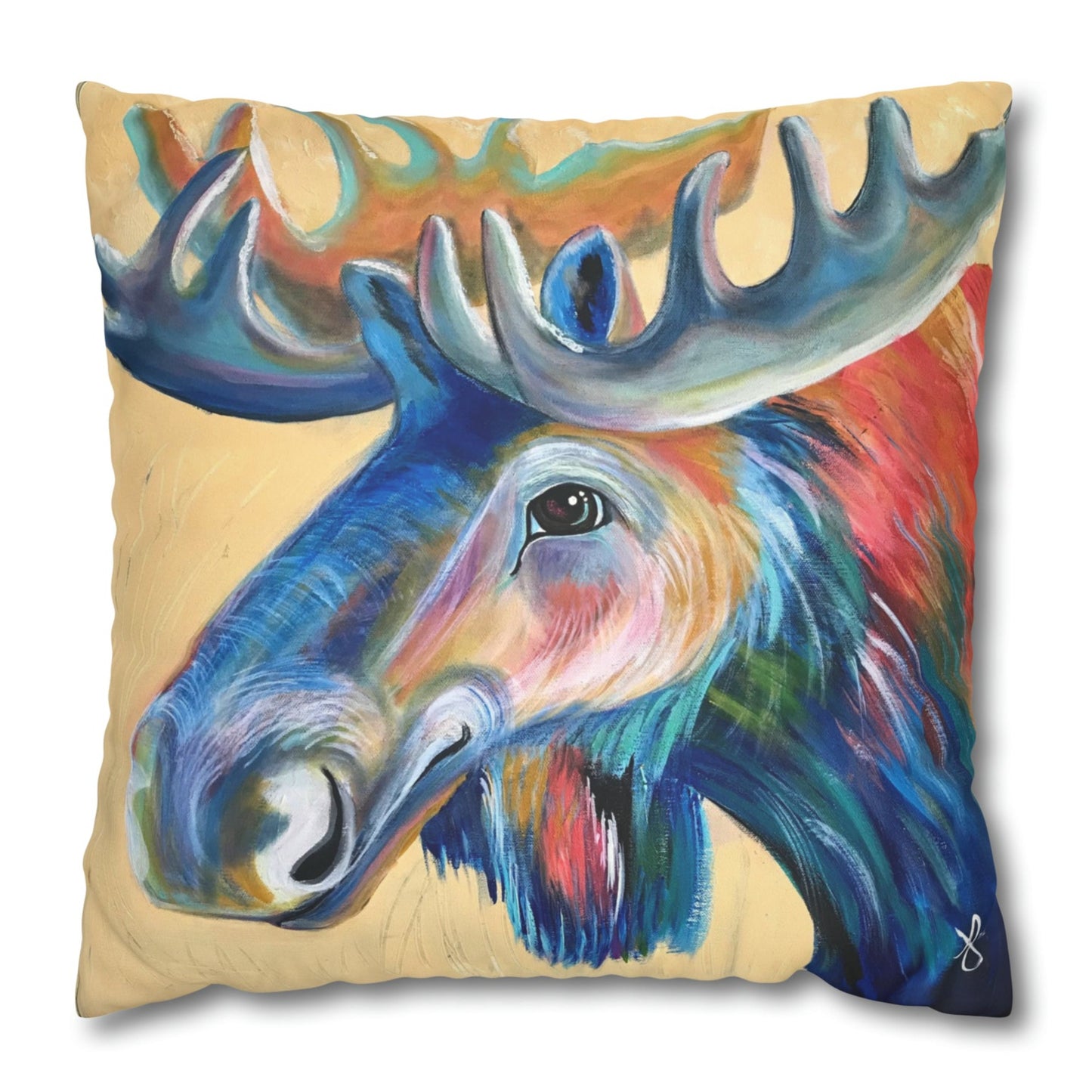 Moose Throw Pillow Cover - Faux Suede - 2 Sizes - Water Moose from Mama Mosaic Artworks