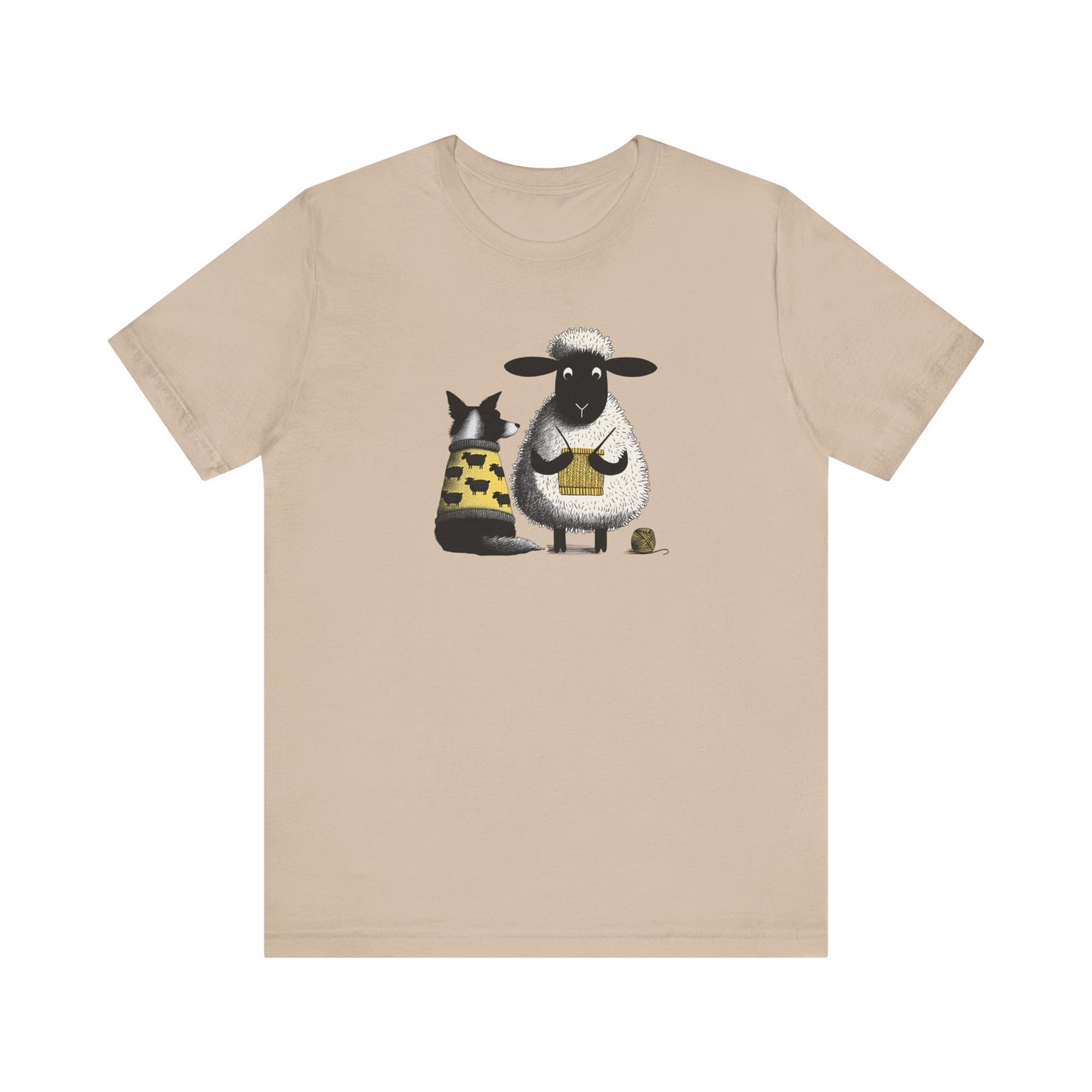 Border Collie and Sheep Friends Shirt: Sheep Knitting Hobby, Unisex Crew Tee