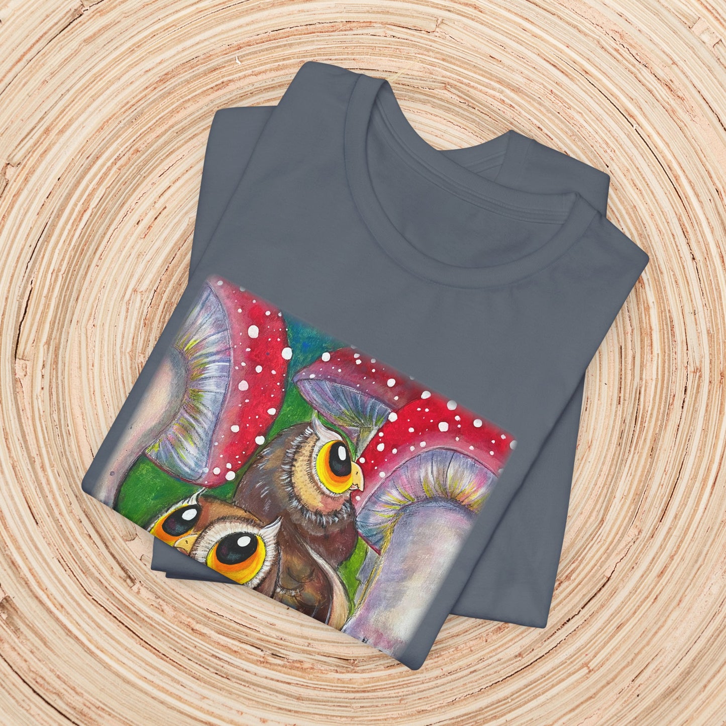 Owls and Shrooms Unisex TShirt - Lost in Shroomtasia from Mama Mosaic Artworks