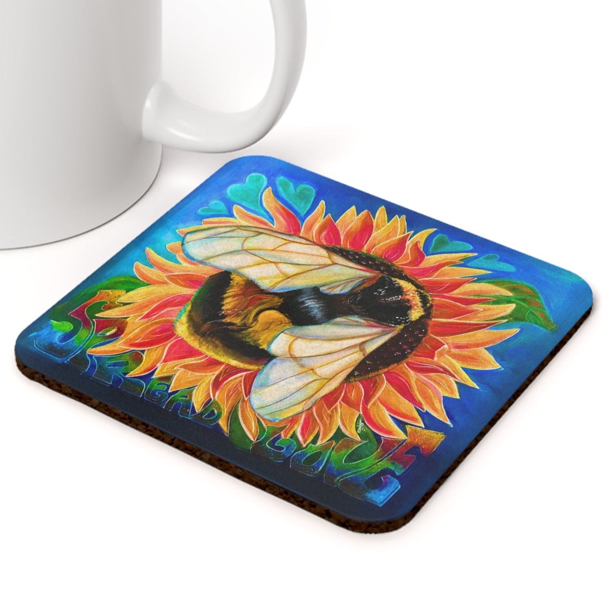 Bee Coasters - Bees Spread Love from Mama Mosaic Artworks with Cork Back