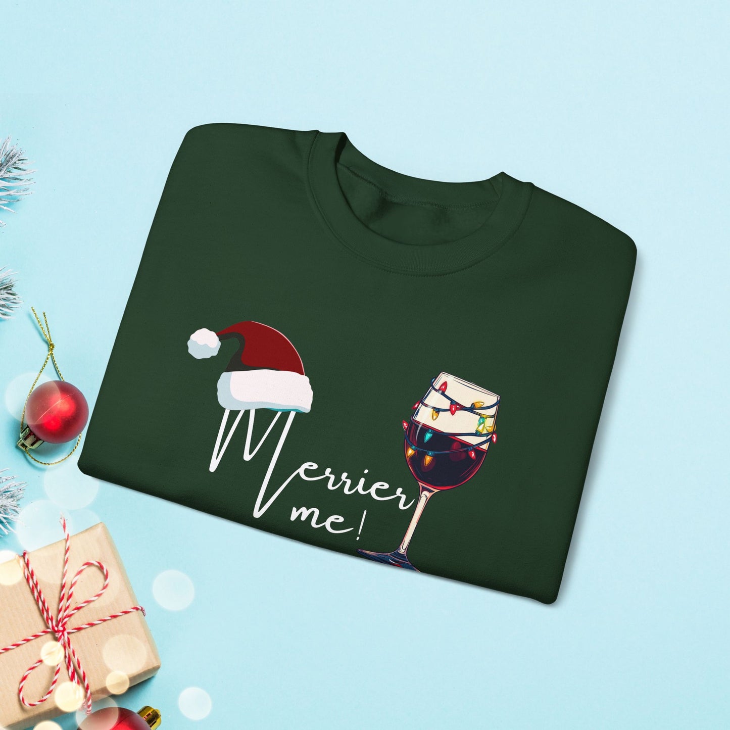 Christmas Wine Sweatshirt - Merry Me - Unisex Crew