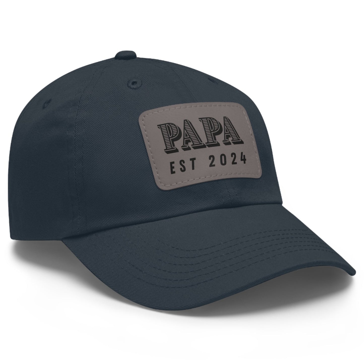 Papa Est 2024 Ball Cap with Faux Leather Patch - Adjustable