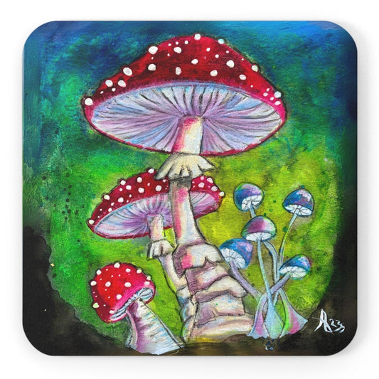 Shroomtasia Mushroom Coasters - from Mama Mosaic Artworks with Cork Back