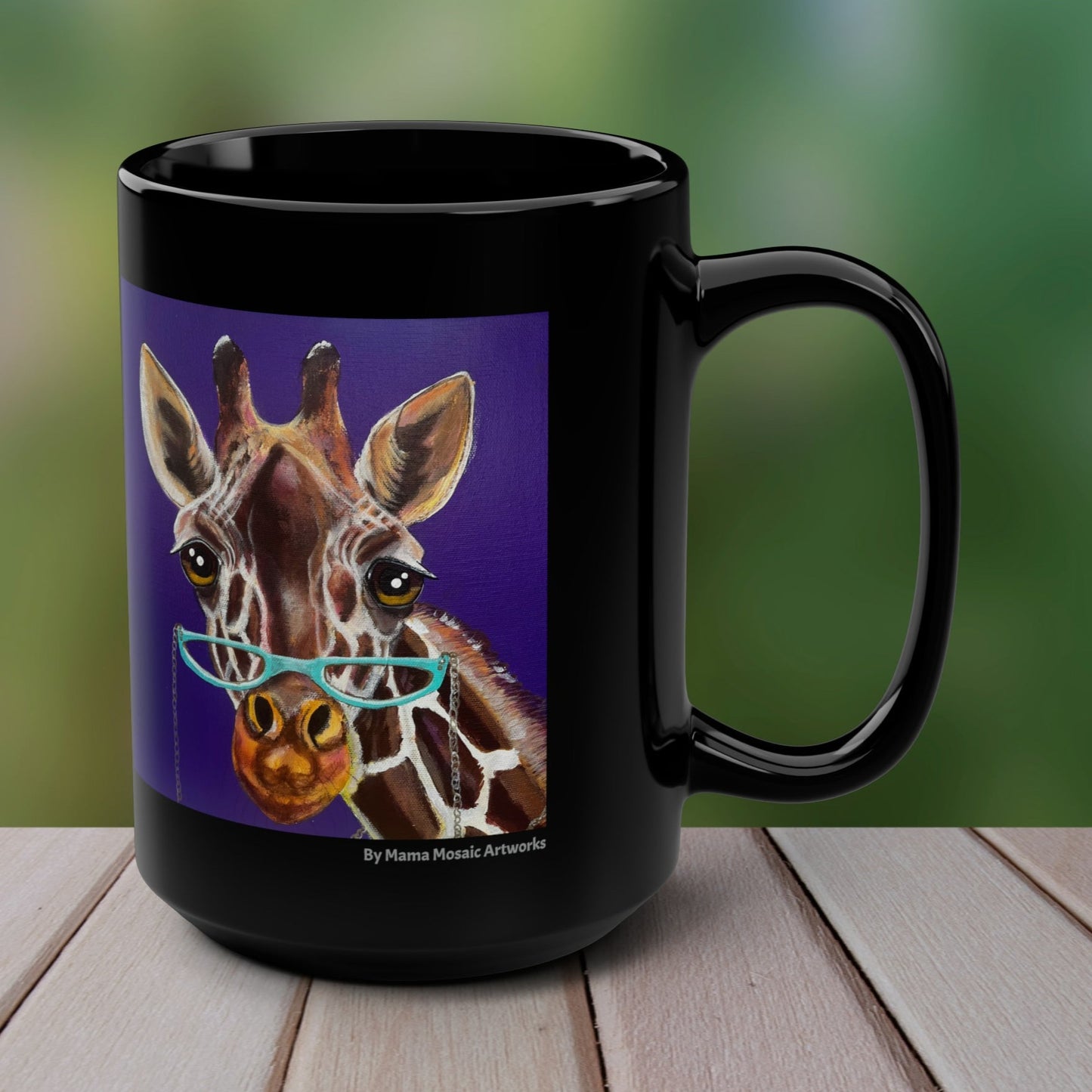 Giraffe Mug - 15oz Glossy Ceramic - Read More Optical Giraffe from Mama Mosaic Artworks