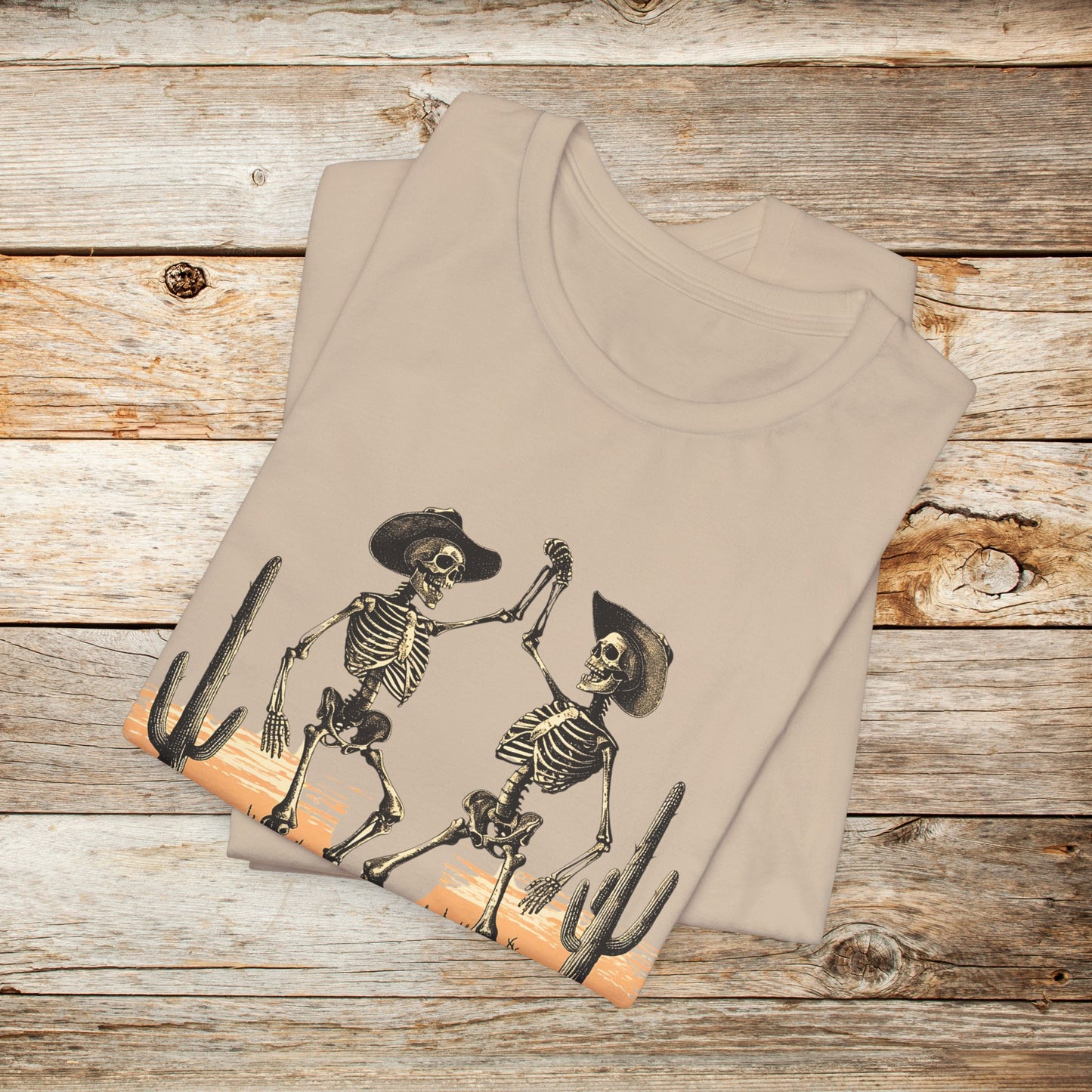 Skeleton TShirt - Dancing Cowboy Skeletons Unisex Crew