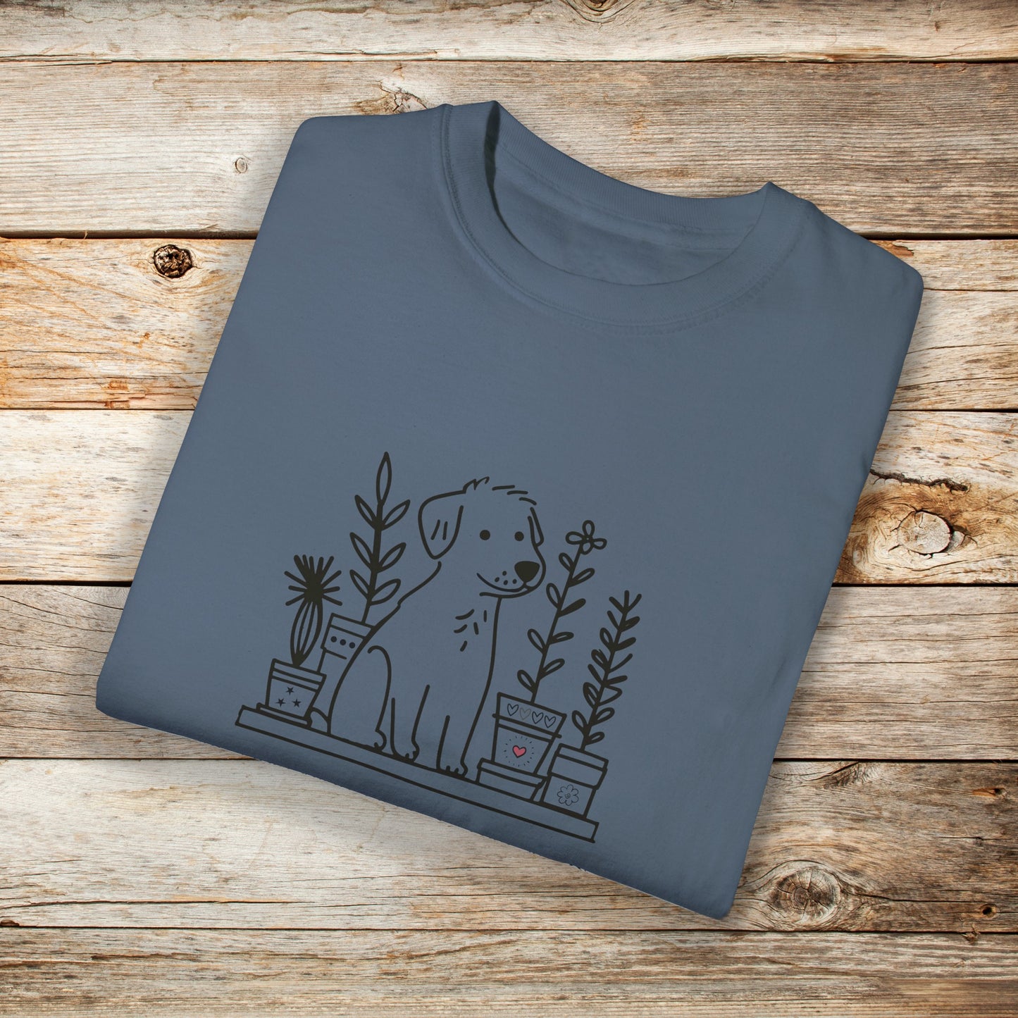 Dog and Plant Lover TShirt - Dogs Heart Plants Comfort Colors Unisex Crew