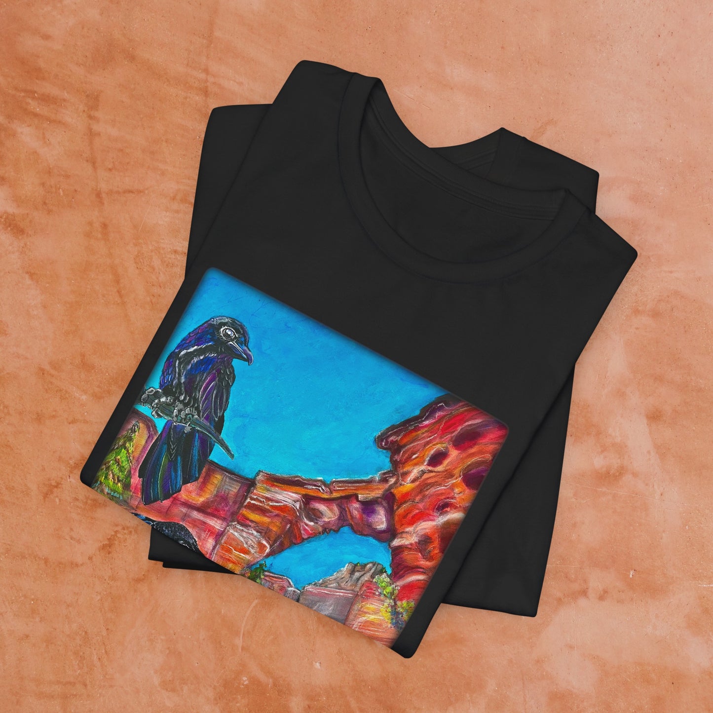 Sedona Devil's Bridge Unisex TShirt - Three Crows at Devil's Bridge from Mama Mosaic Artworks