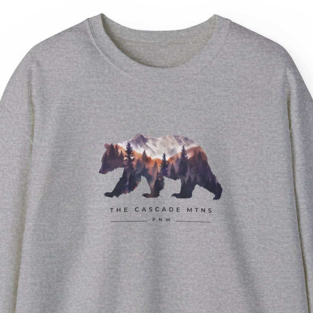 Sweatshirt - PNW Bearscape Unisex Crewneck - The Cascade Mountain Range