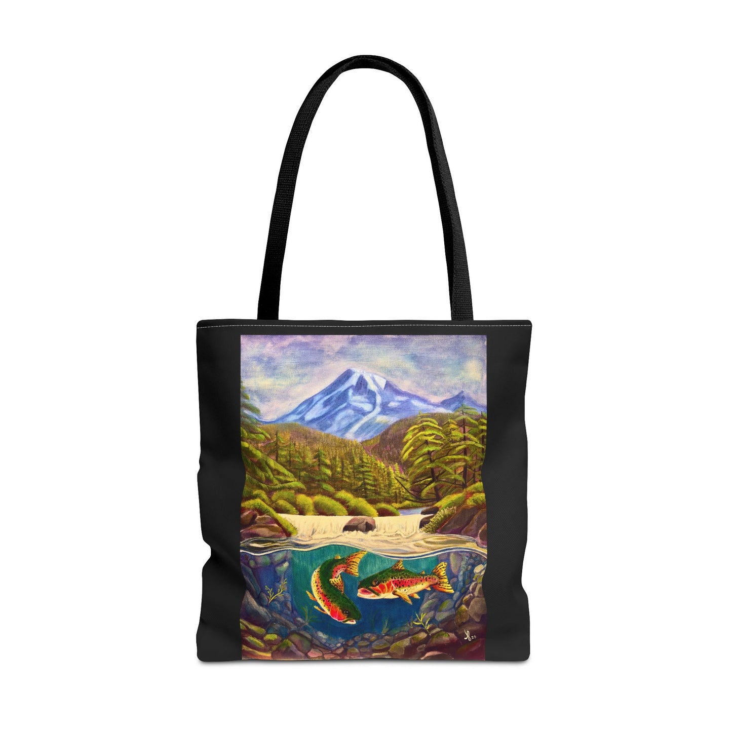 Mt Rainier and Rainbow Trout: Water Resistant Tote - 3 Sizes