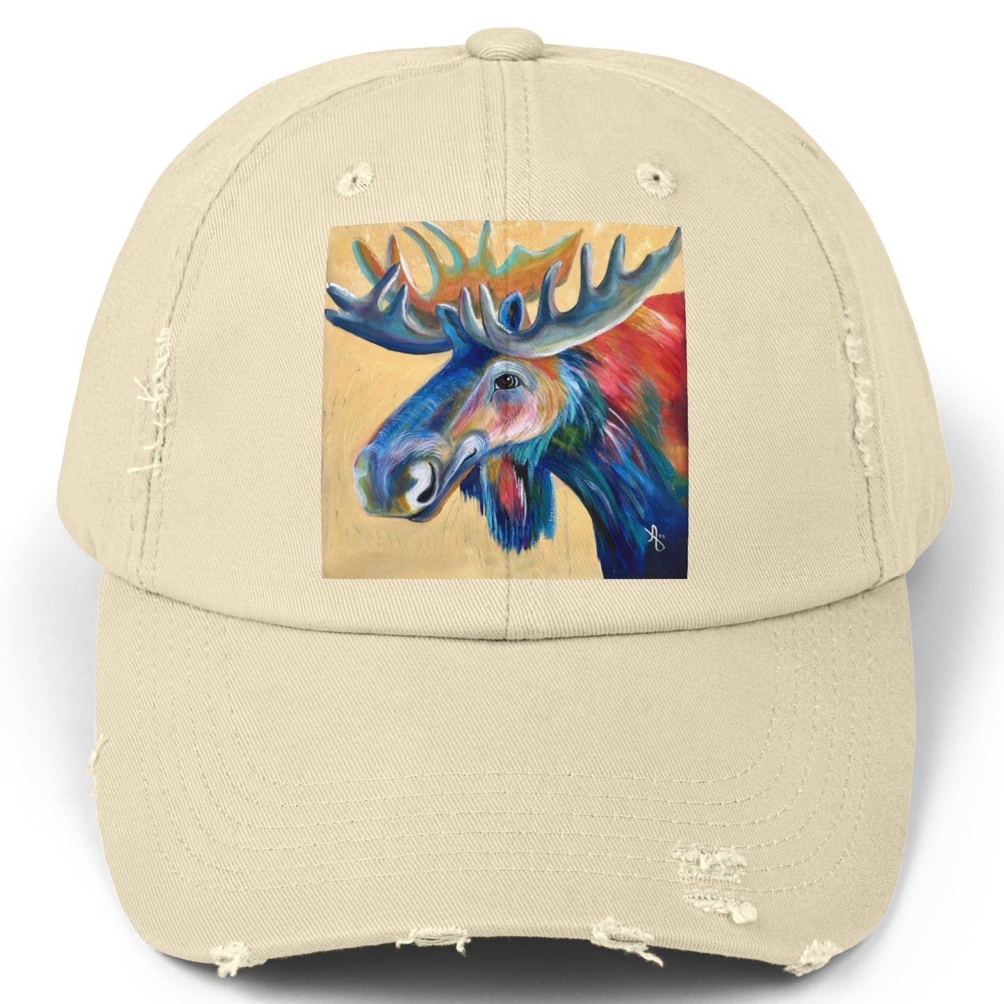 Moose Distressed Hat - Adjustable - Water Moose from Mama Mosaic Artworks