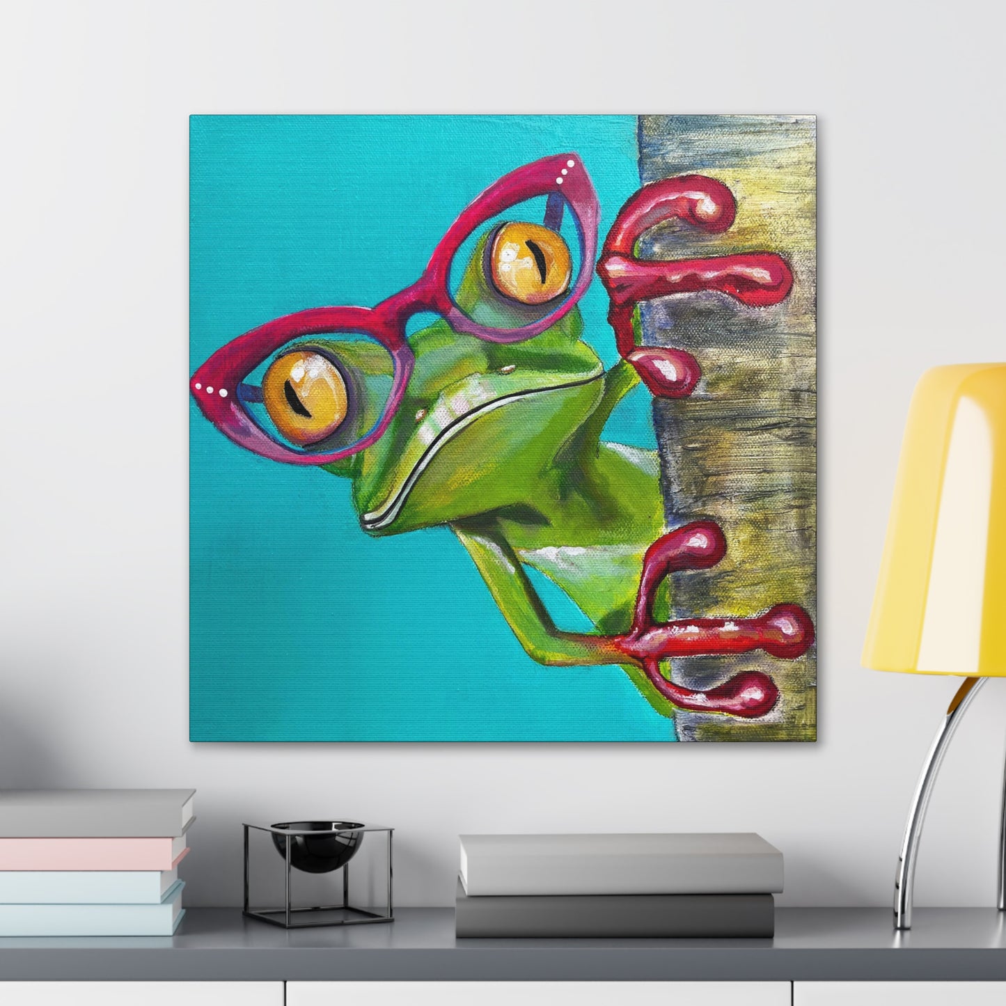 Fine Art Canvas - Read More Optical Frog from Mama Mosaic Artworks